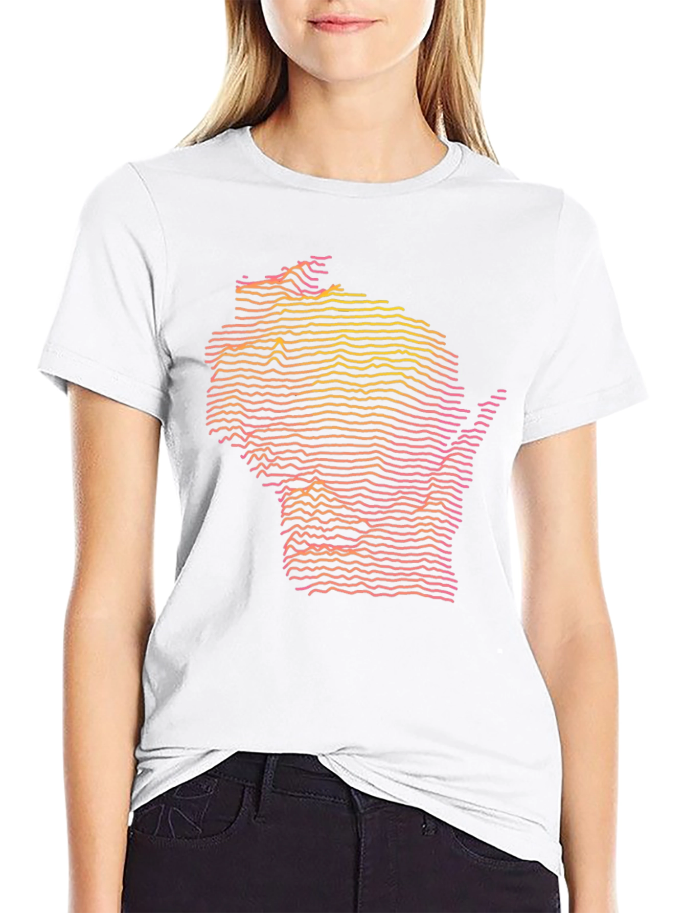 Black Wisconsin Topographic Lines T-Shirt view 9