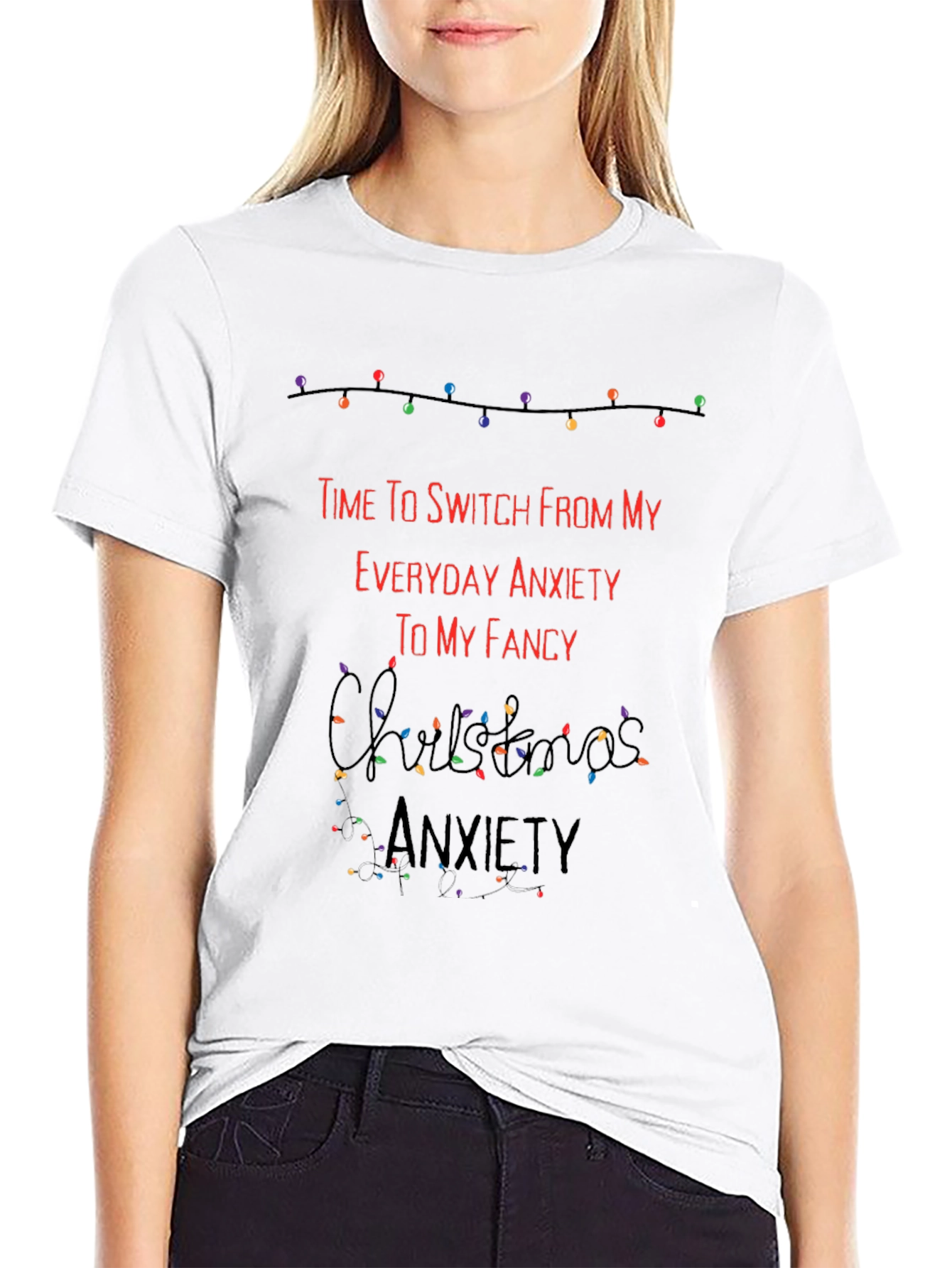 Black Funny Christmas Anxiety T-Shirt view 9
