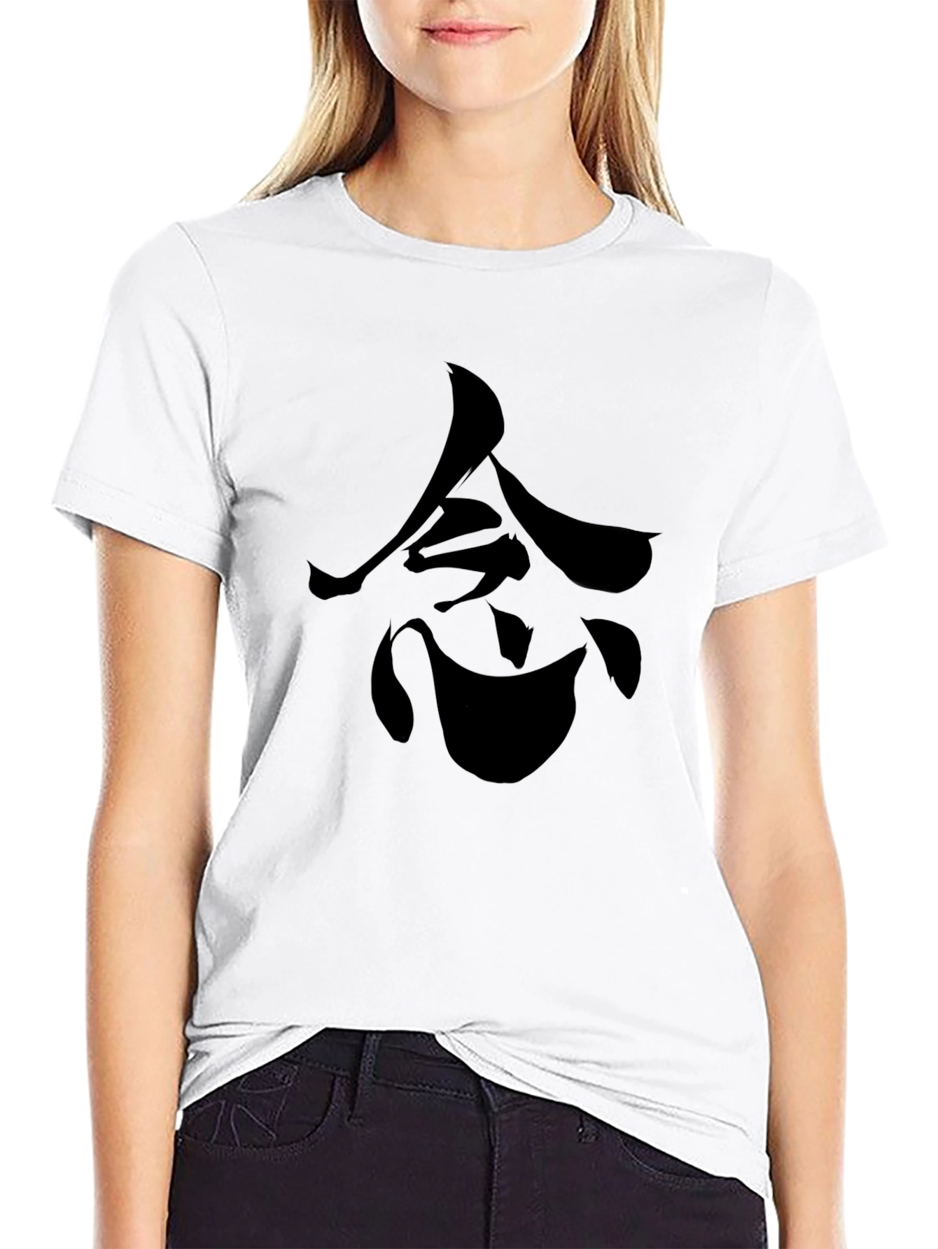 Black Black T-Shirt with Japanese Symbol Design view 9