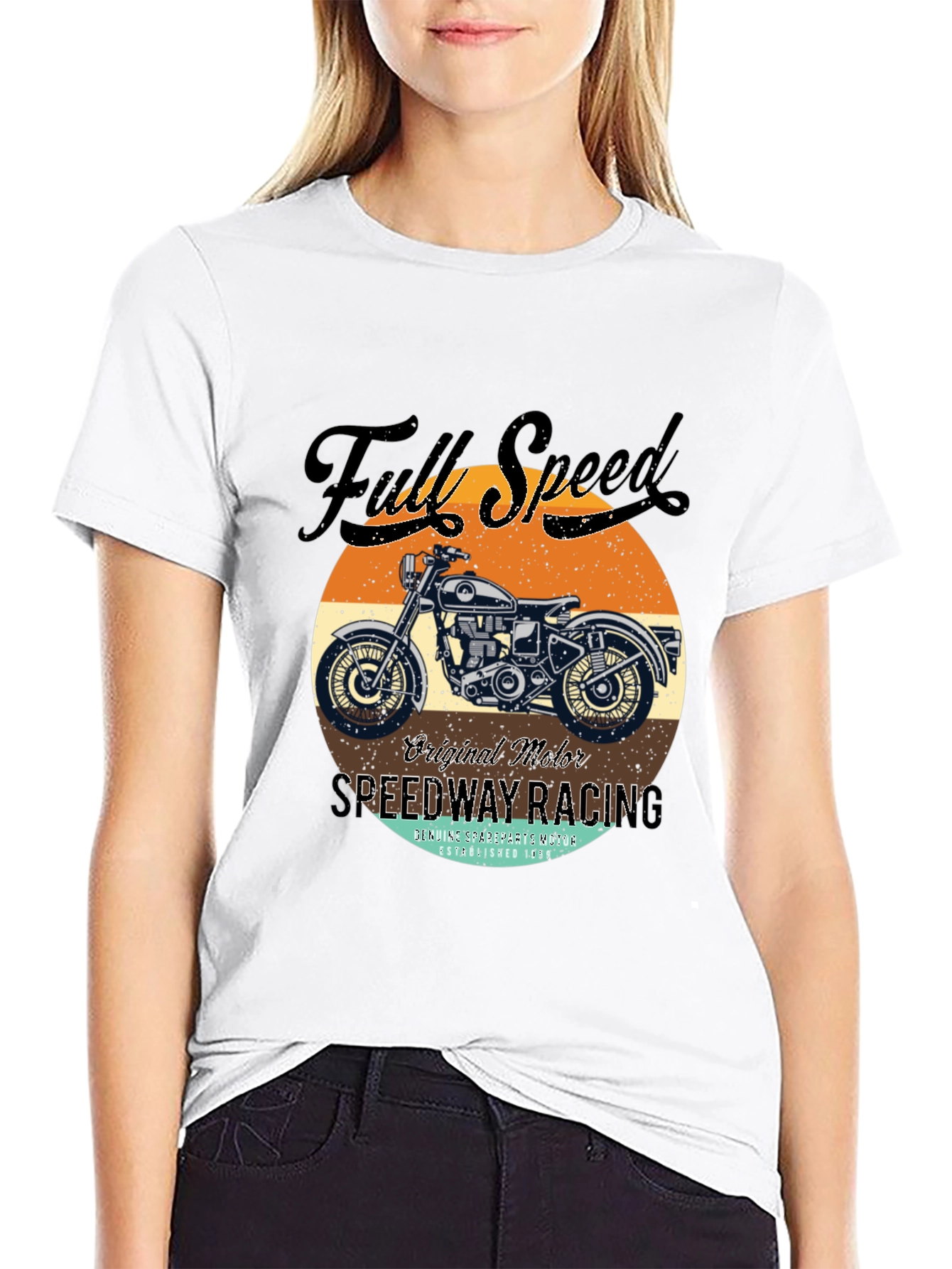 Black Full Speed Vintage Motorcycle Graphic Tee view 9