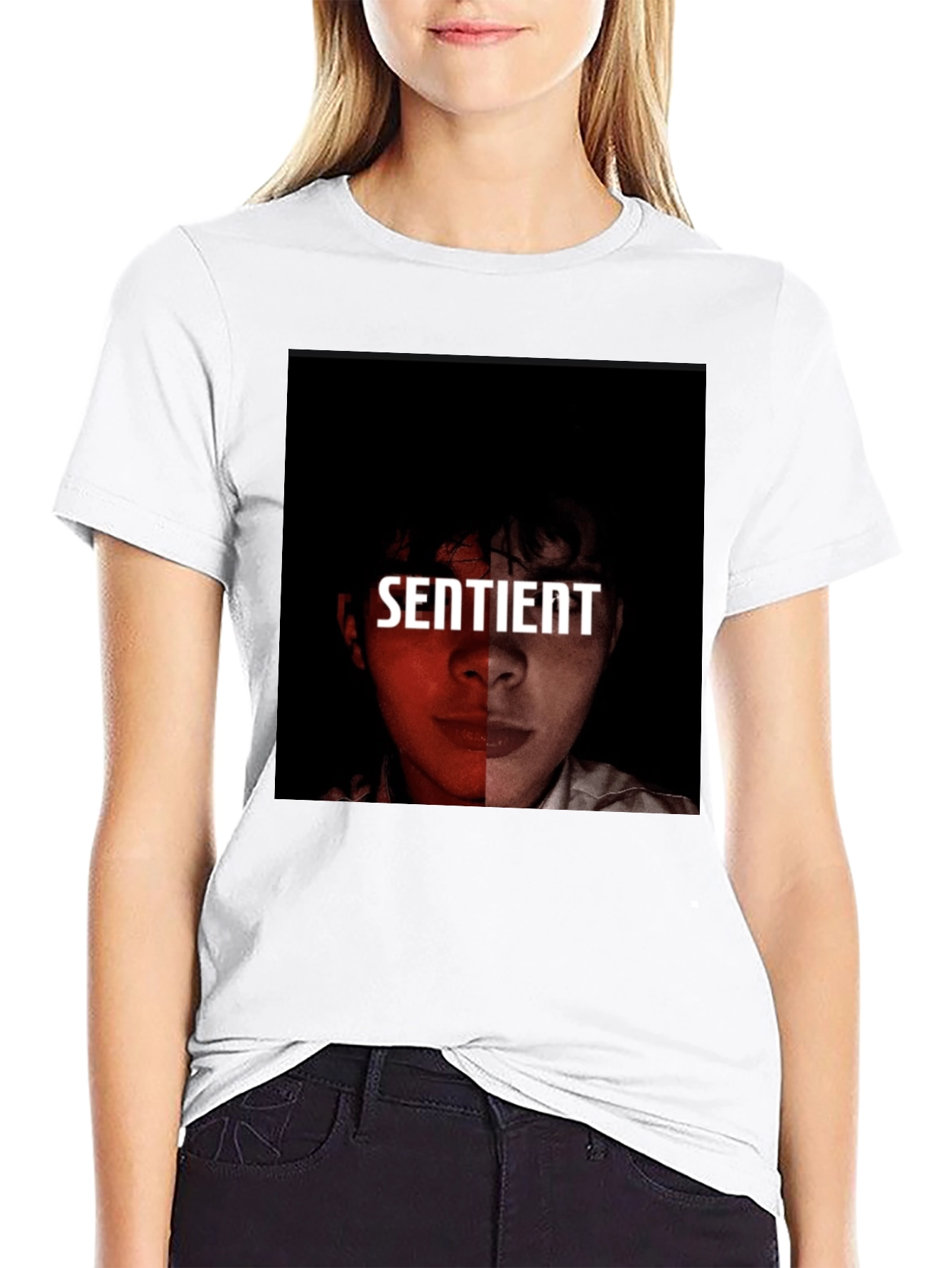 Black Sentient Graphic Tee - Modern Streetwear view 9