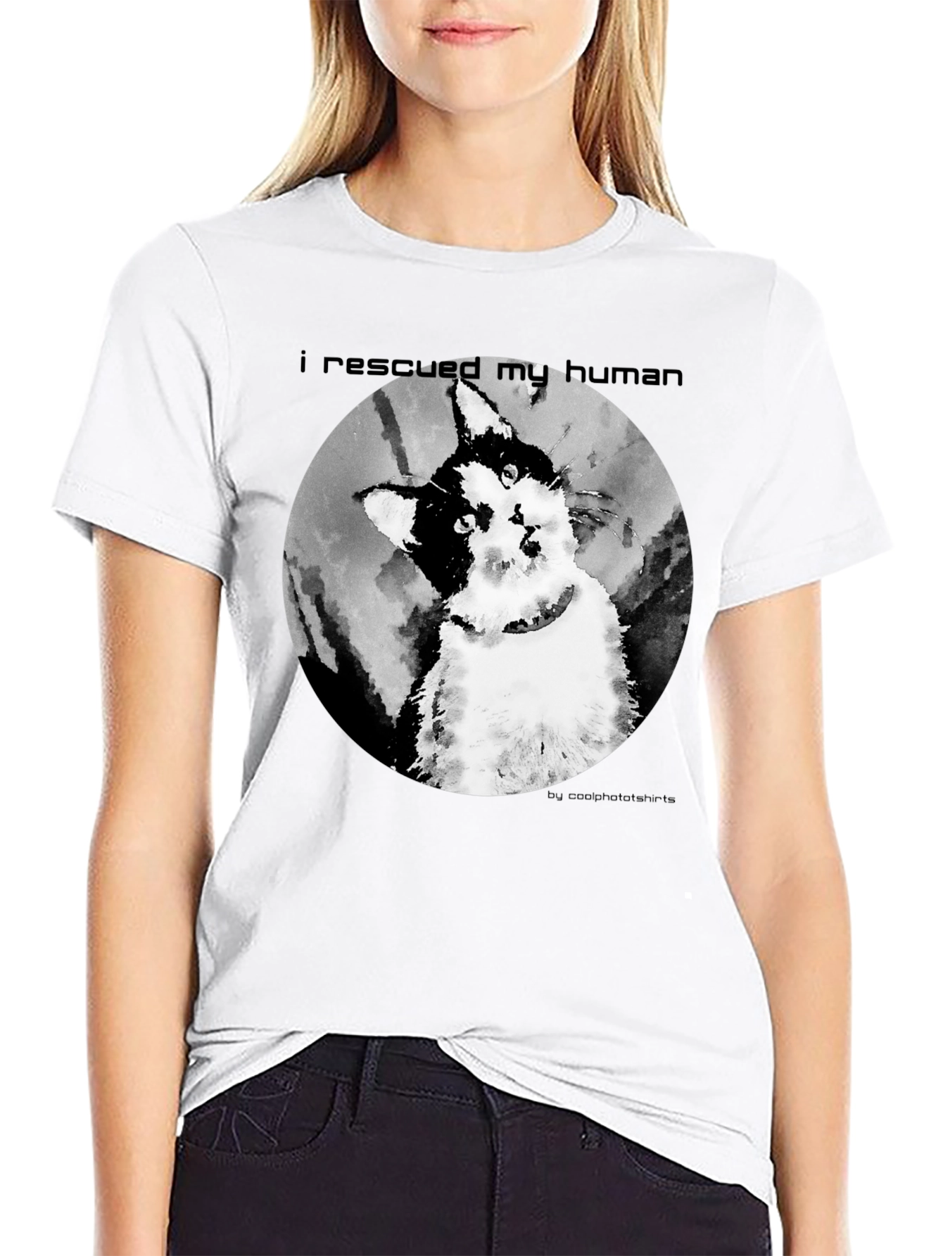 Black Rescued My Human Graphic T-Shirt view 9