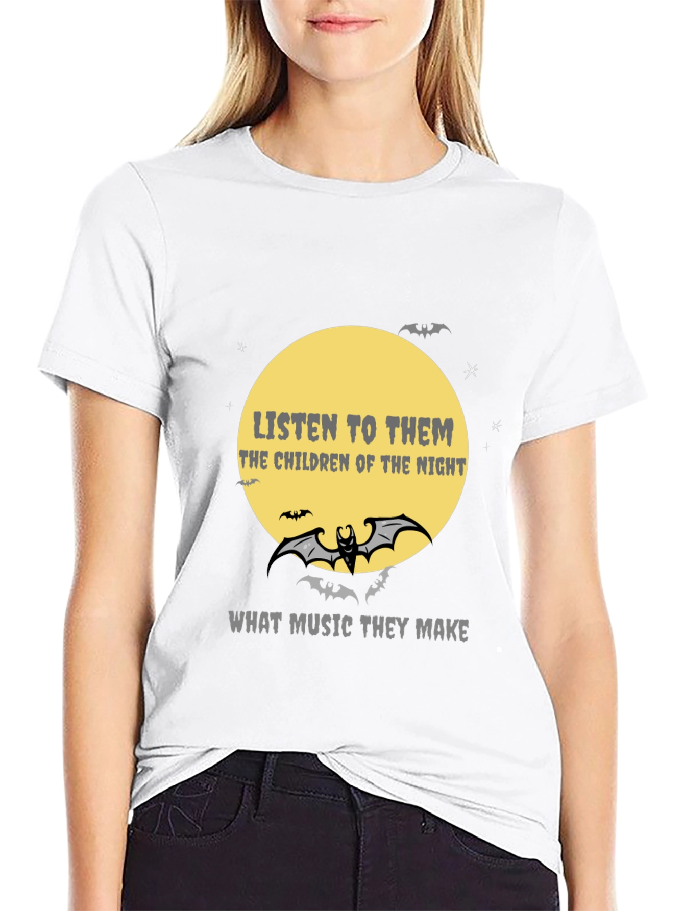 Black Listen to Them T-Shirt - Gothic Bat Design view 9