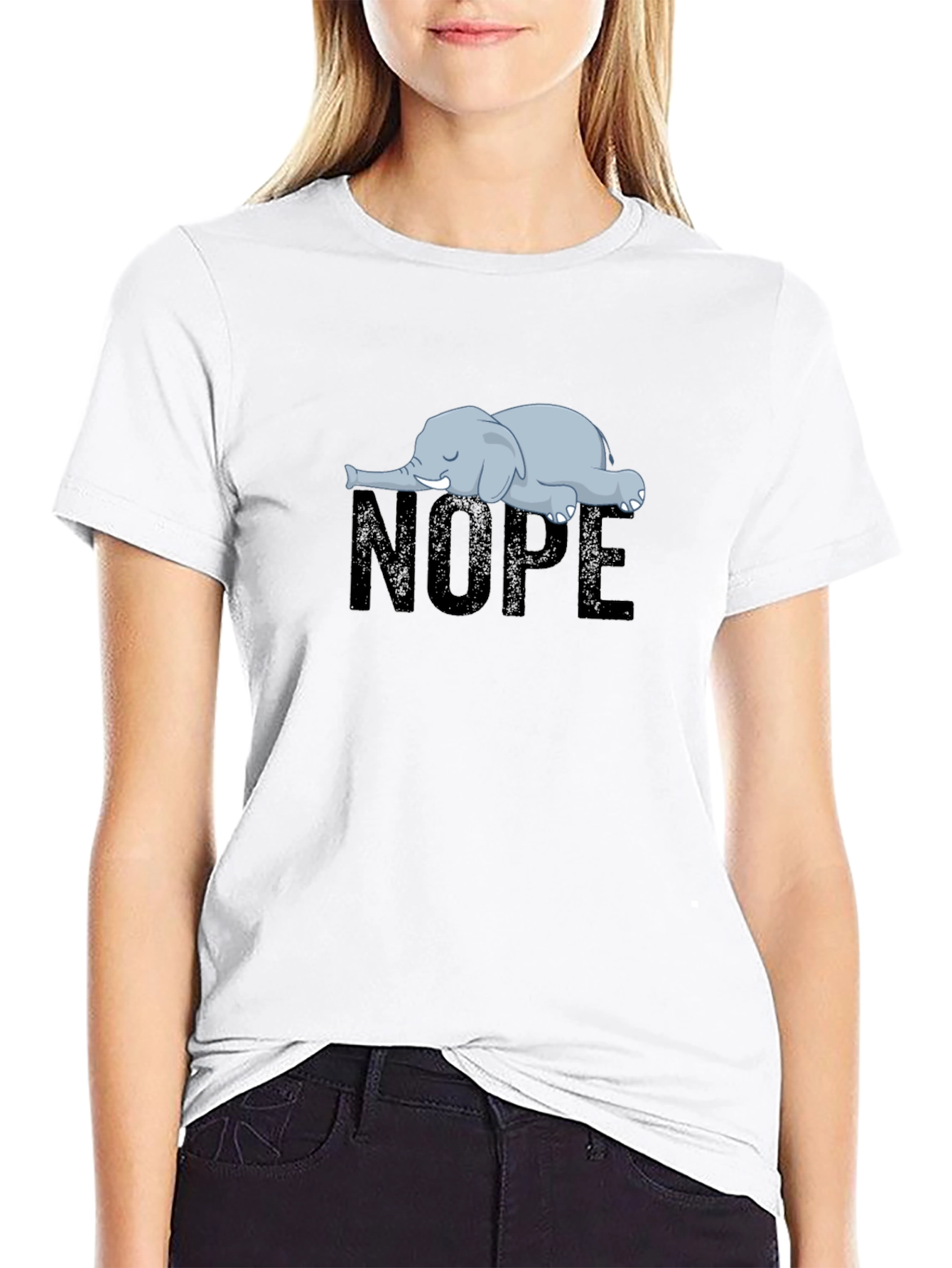 Black Nope Elephant Graphic T-Shirt - Unisex Relaxed Fit view 9