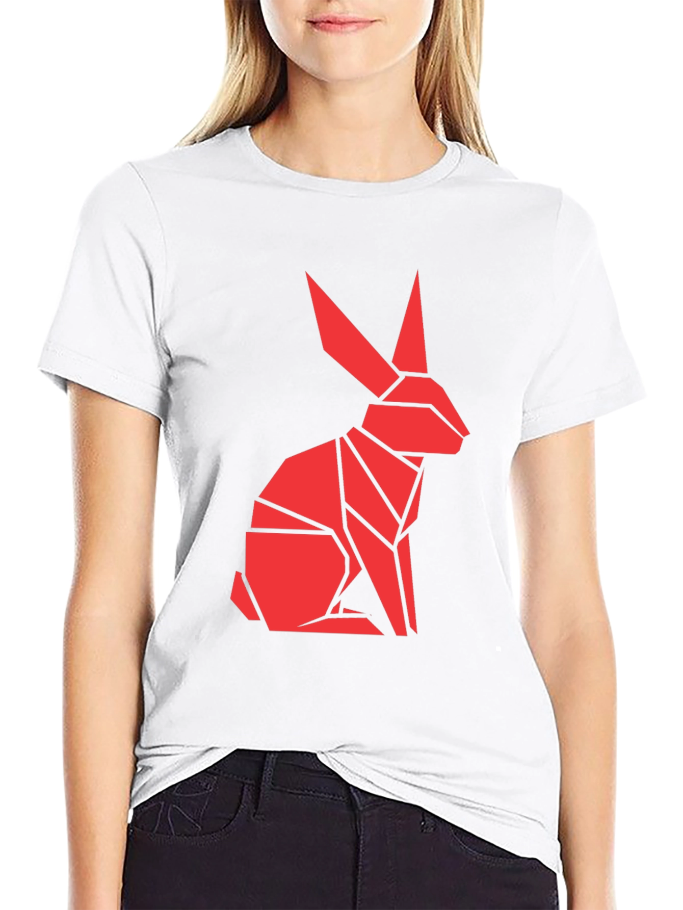 Black Origami Rabbit Graphic T-Shirt - Unique Design view 9