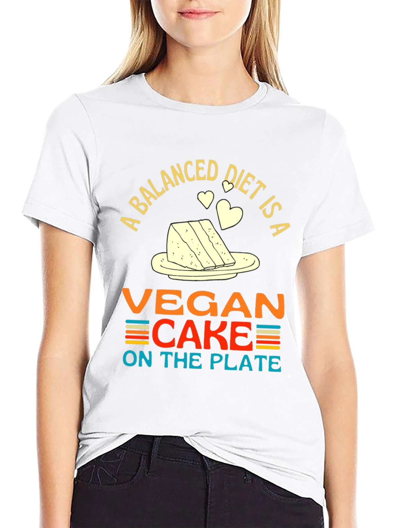 Black Vegan Cake Diet T-Shirt - Funny Vegan Gift view 9