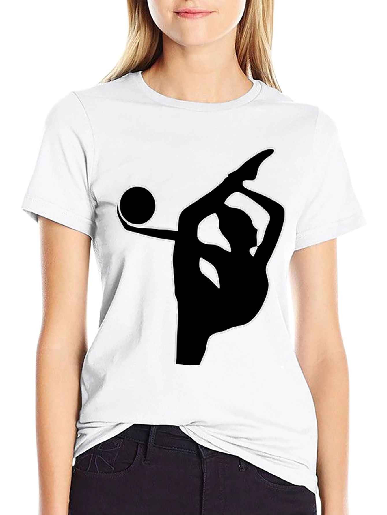 Black Gymnast Silhouette Black T-Shirt view 9