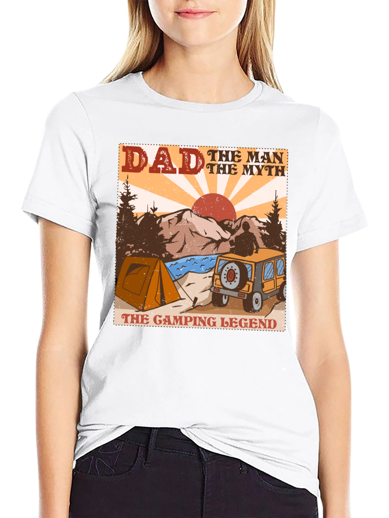 Black Dad Camping Legend Graphic Tee view 9