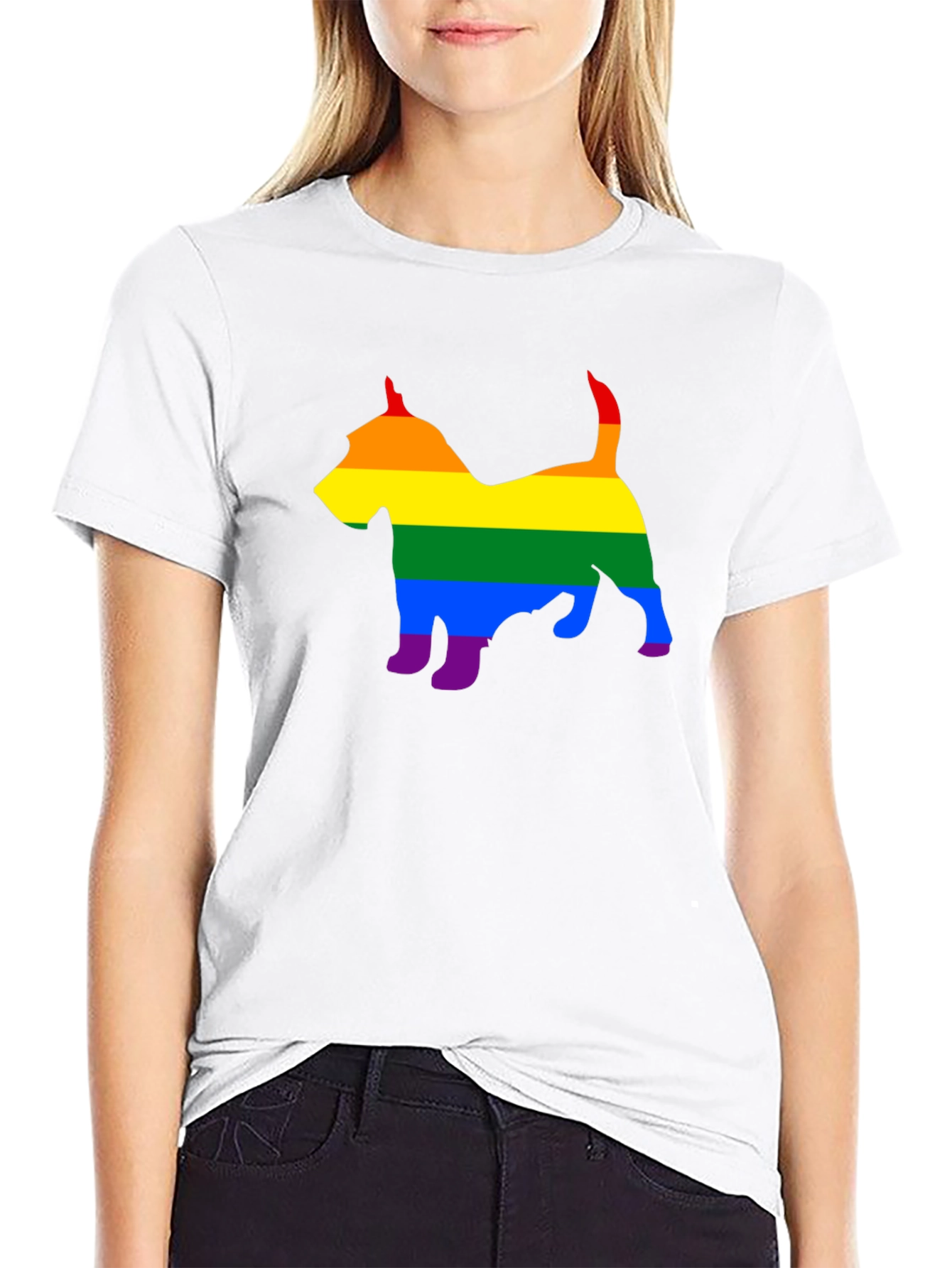 Black Rainbow Dog Silhouette Tee - Pride Apparel view 9