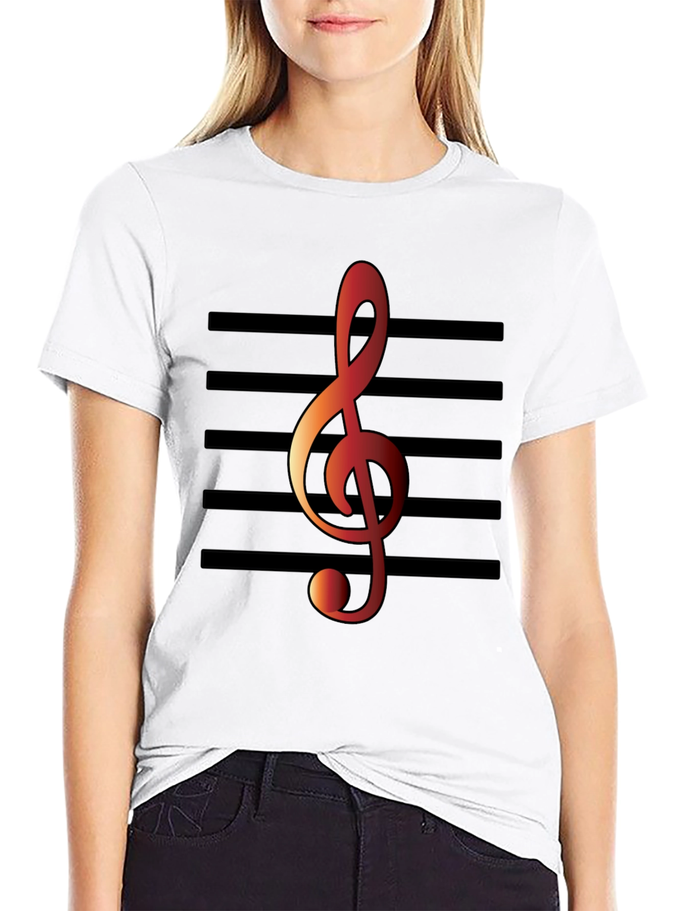 Black Musical Note T-Shirt - Treble Clef Design view 9