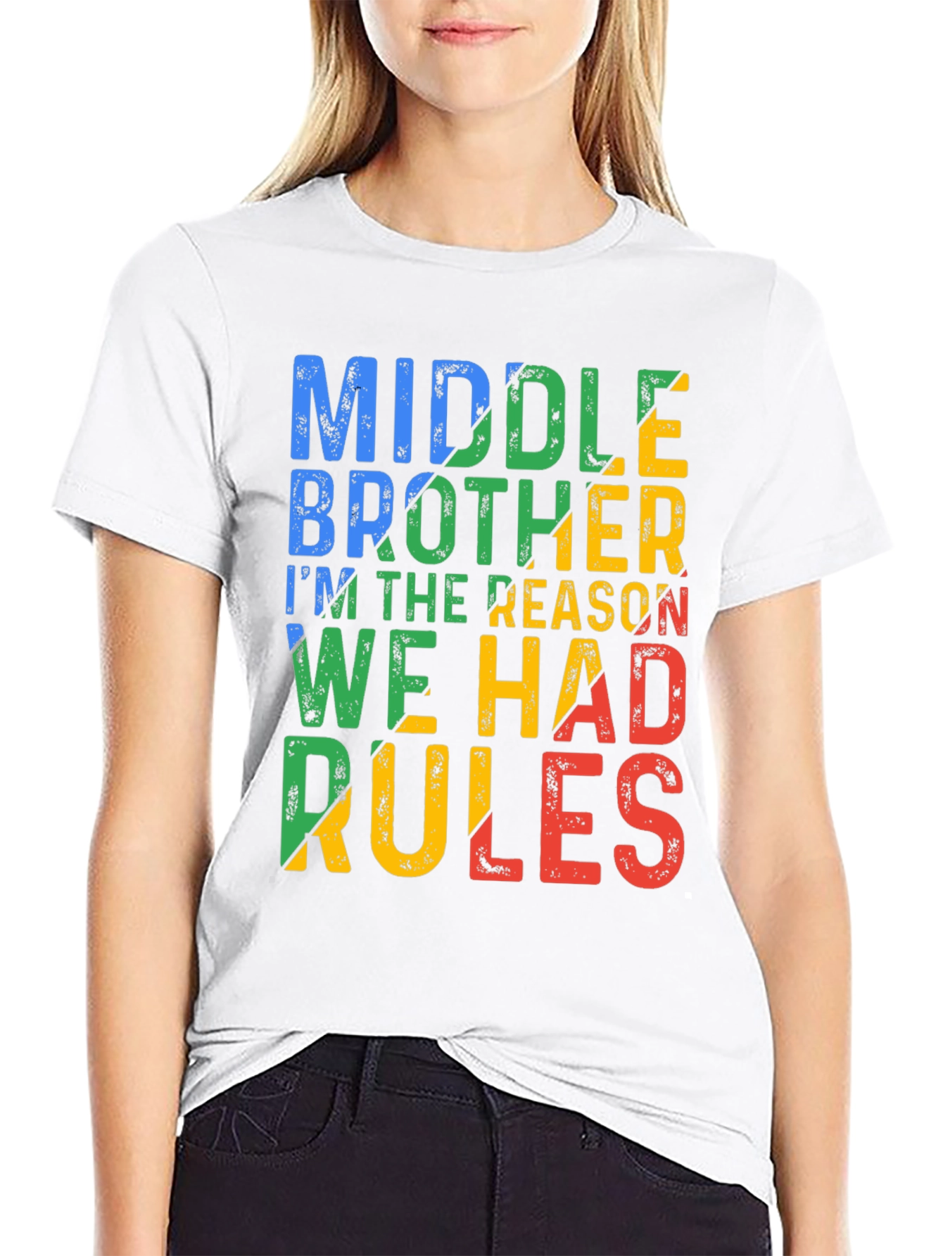 Black Middle Brother T-Shirt: I'm The Reason We Had Rules view 9