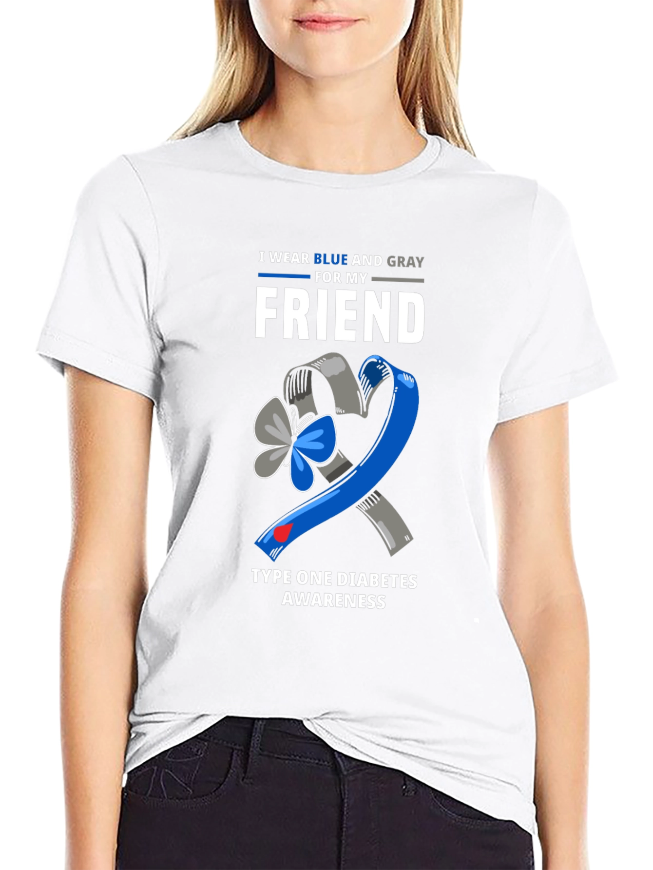 Black Type 1 Diabetes Awareness T-Shirt view 9
