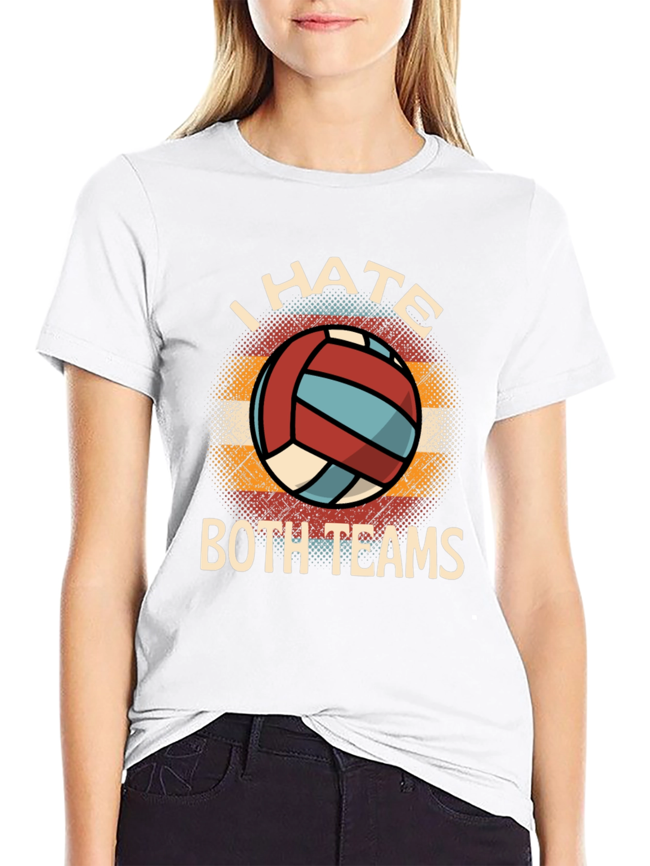 Black I Hate Both Teams Volleyball Graphic Tee view 9