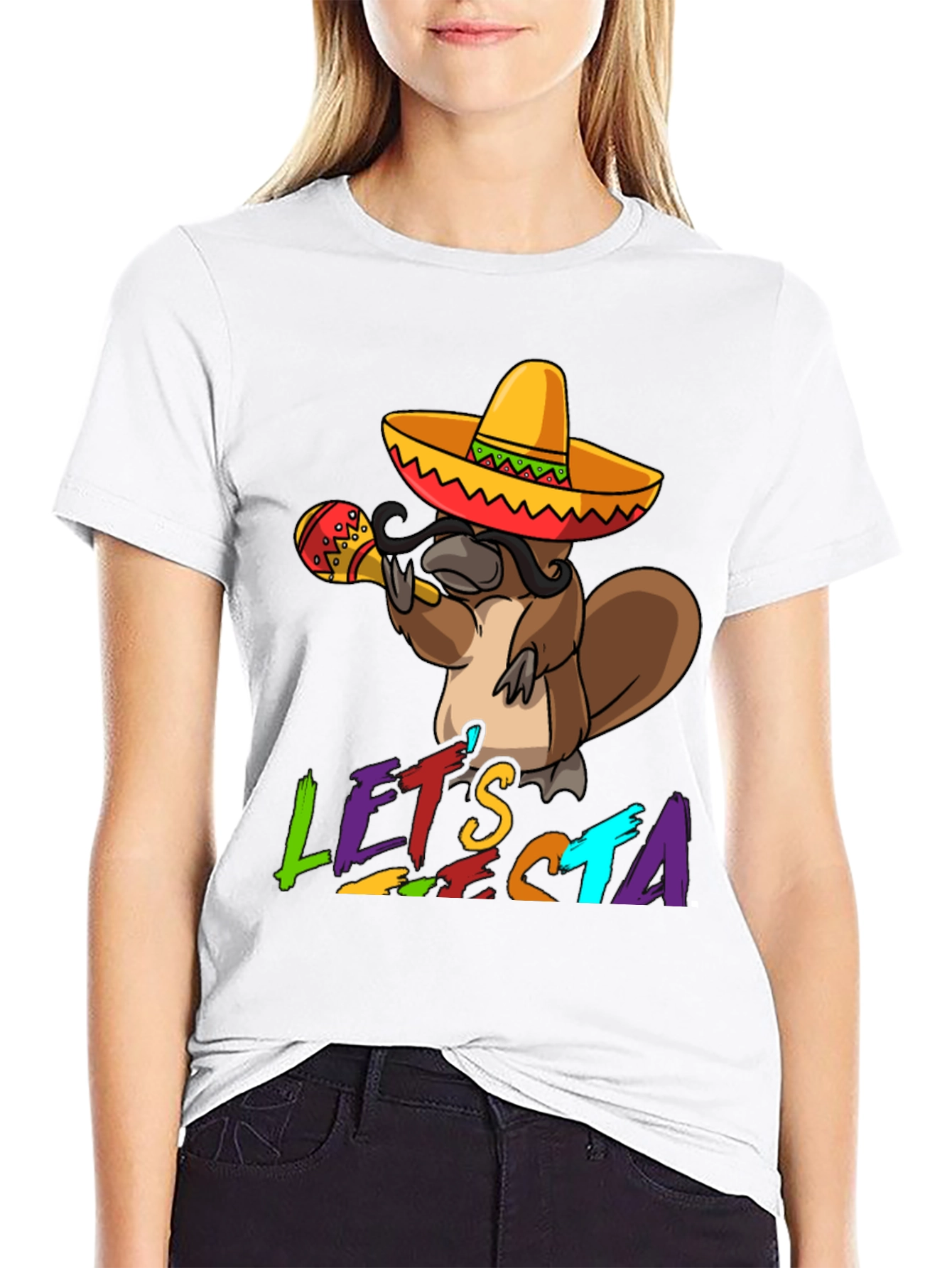 Black Let's Fiesta Platypus T-Shirt view 9