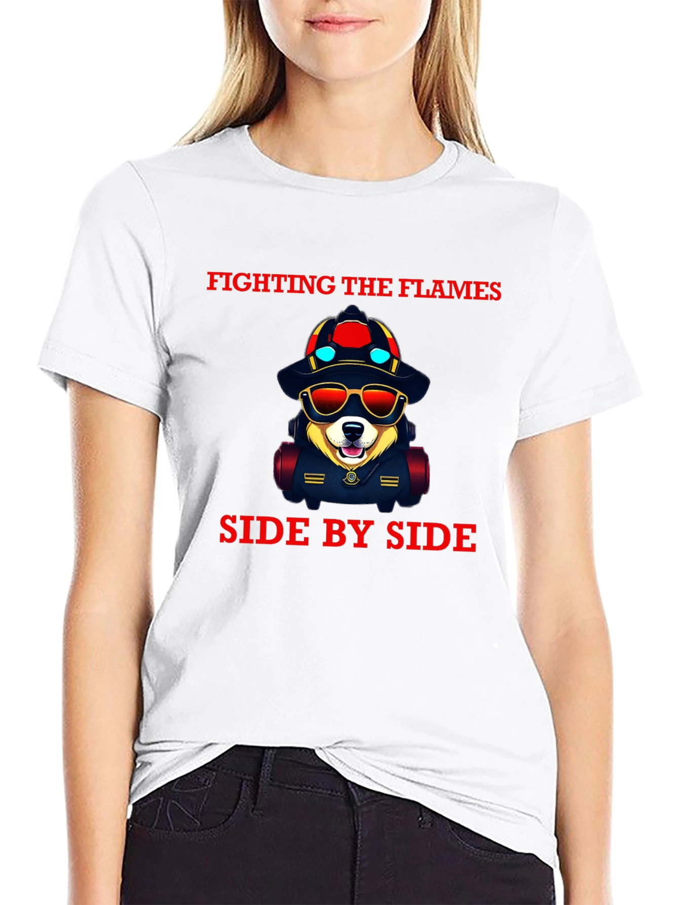 Black Firefighter Dog Graphic Tee view 9