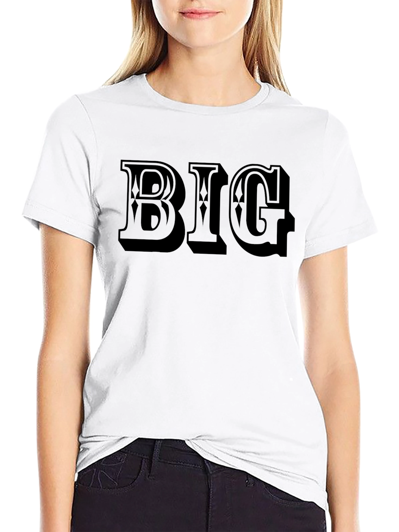 Black Men's BIG Graphic Print Black T-Shirt view 9