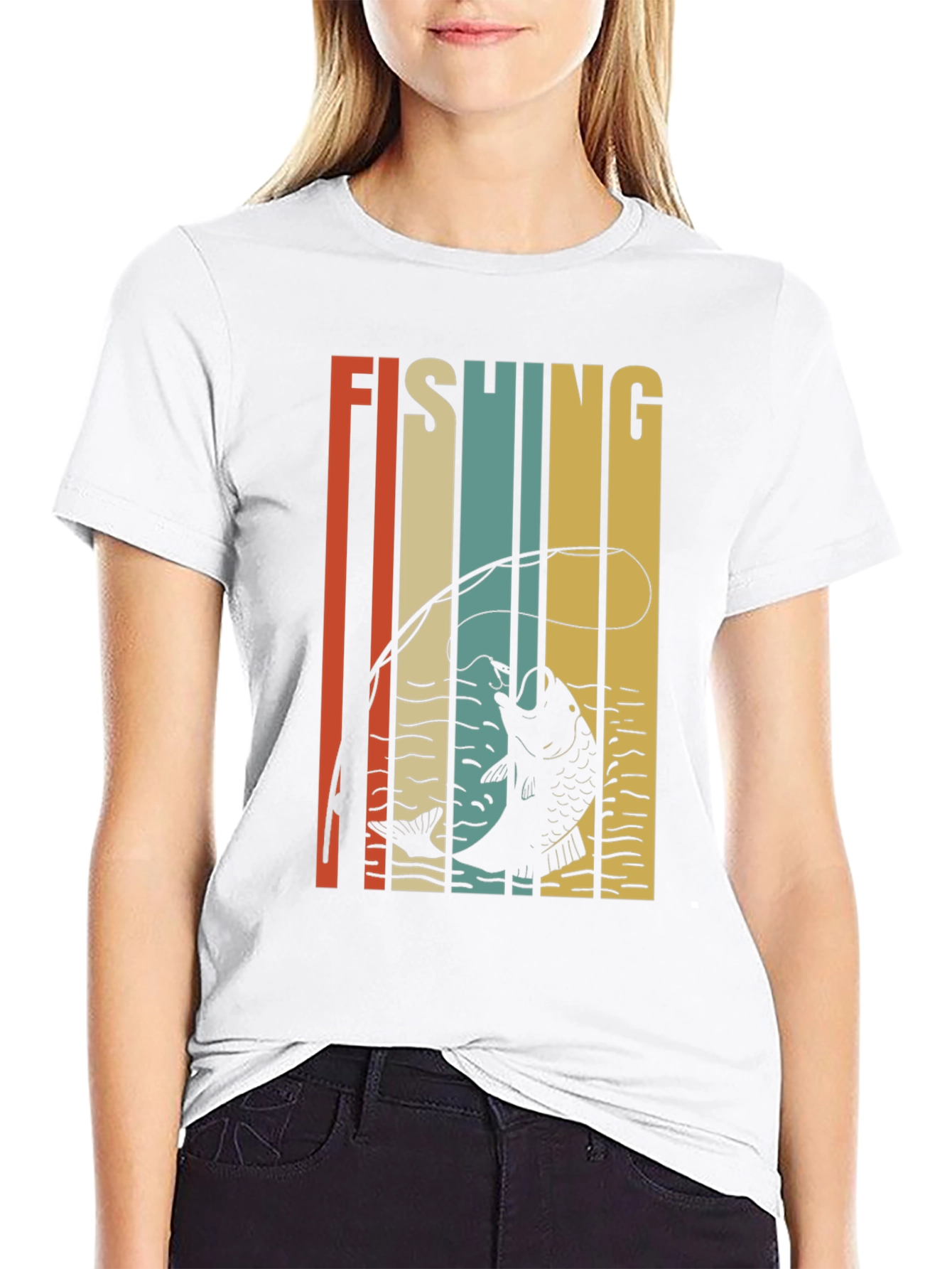 Black Retro Fishing Graphic T-Shirt - Black view 9