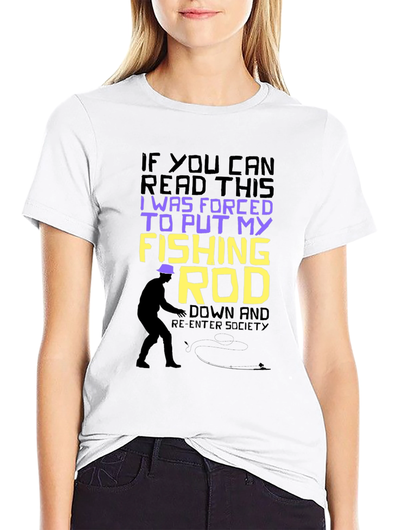 Black Funny Fishing T-Shirt: Forced to Put My Fishing Rod Down view 9