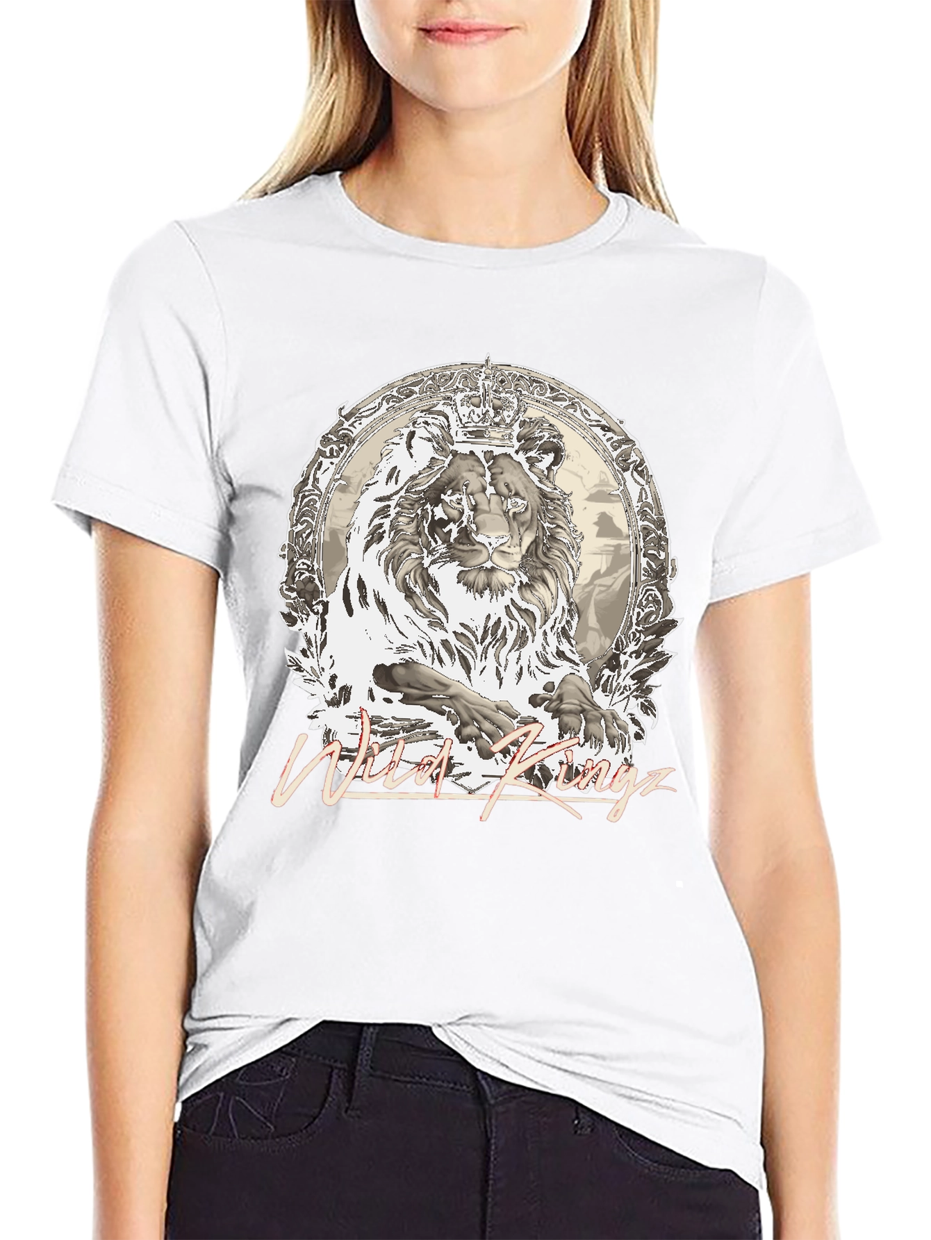 Black Wild Kingz Lion Graphic Tee - Black view 9