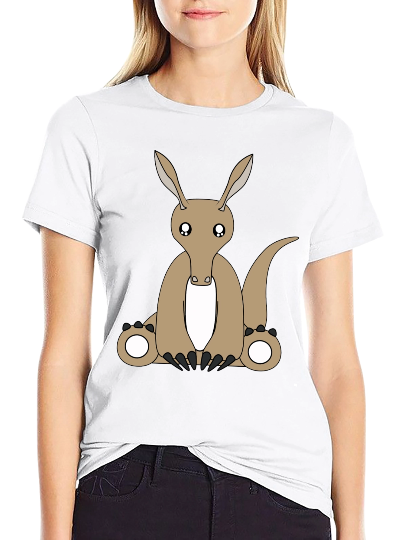 Black Cartoon Aardvark Black T-Shirt view 9
