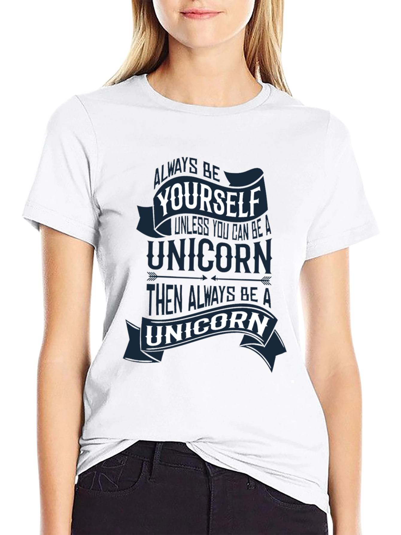 Black Always Be Yourself Unicorn Graphic Tee view 9