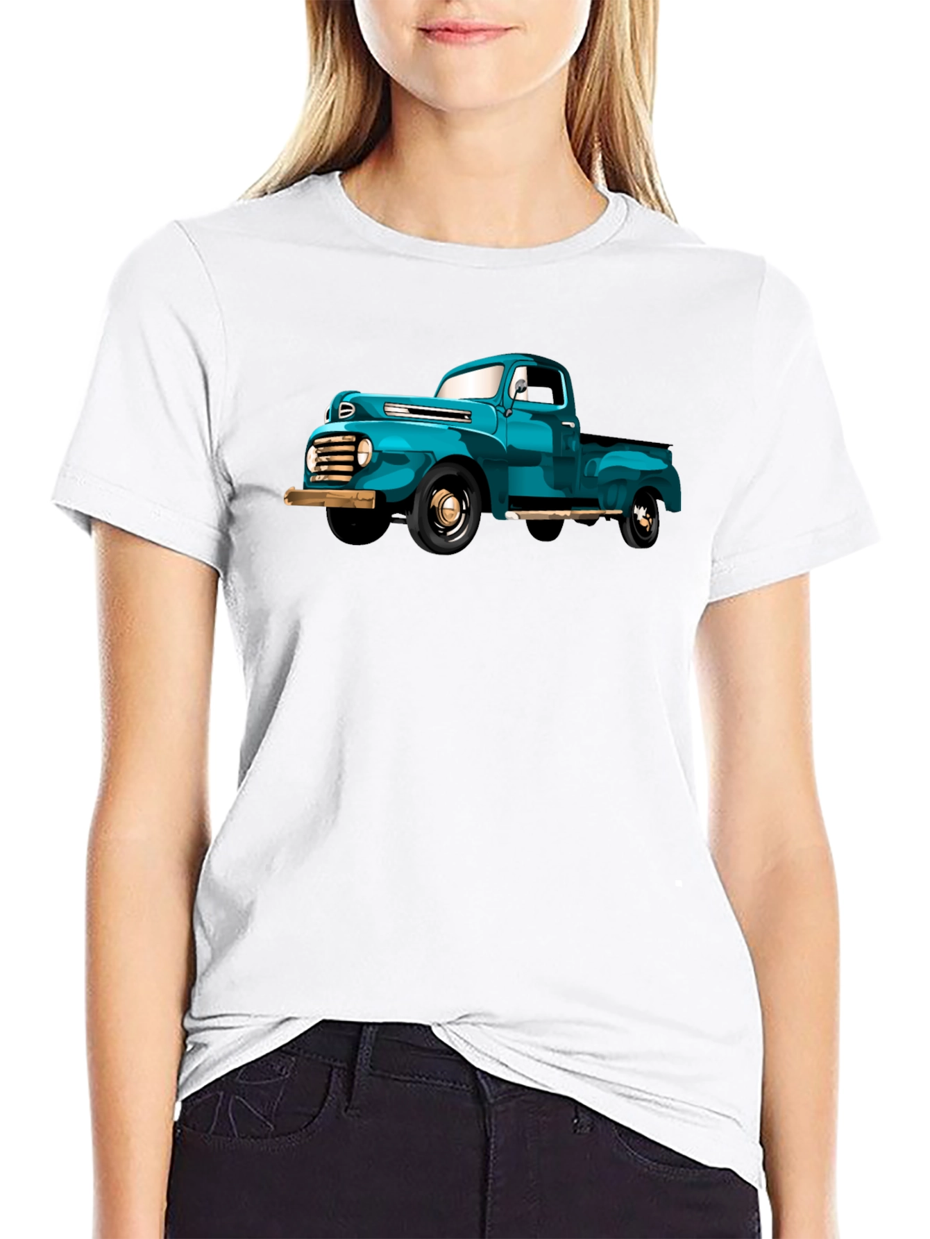 Black Vintage Truck Graphic Tee - Classic Car Lover's Shirt view 9