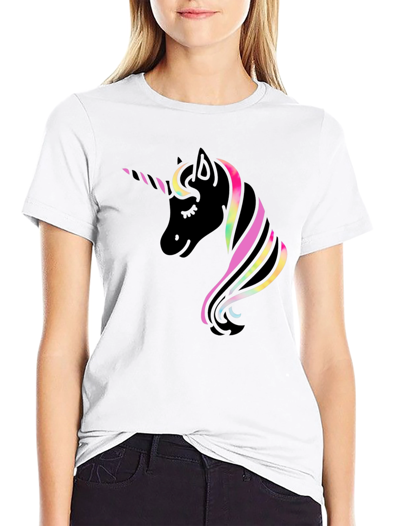 Black Unicorn Graphic Black T-Shirt view 9