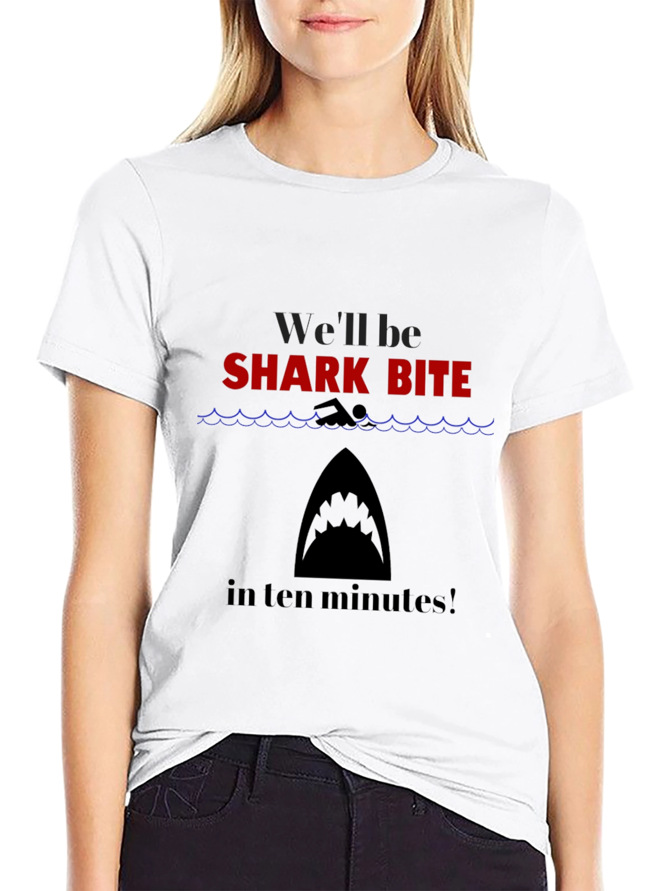 Black Shark Bite Tee - Dangerously Funny Black Graphic T-Shirt view 9
