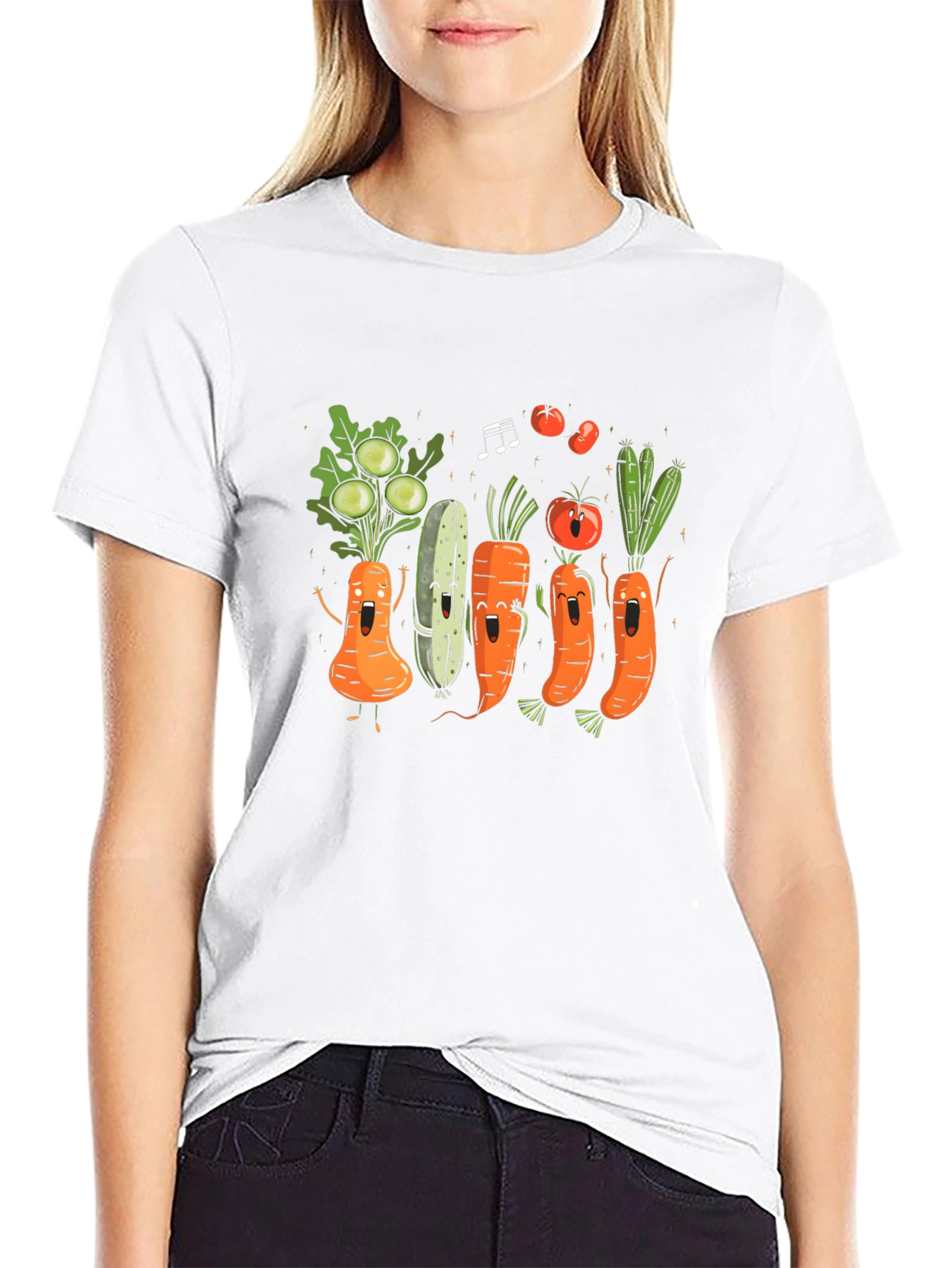 Black Vegetable Band T-Shirt: Fun Foodie Fashion view 9