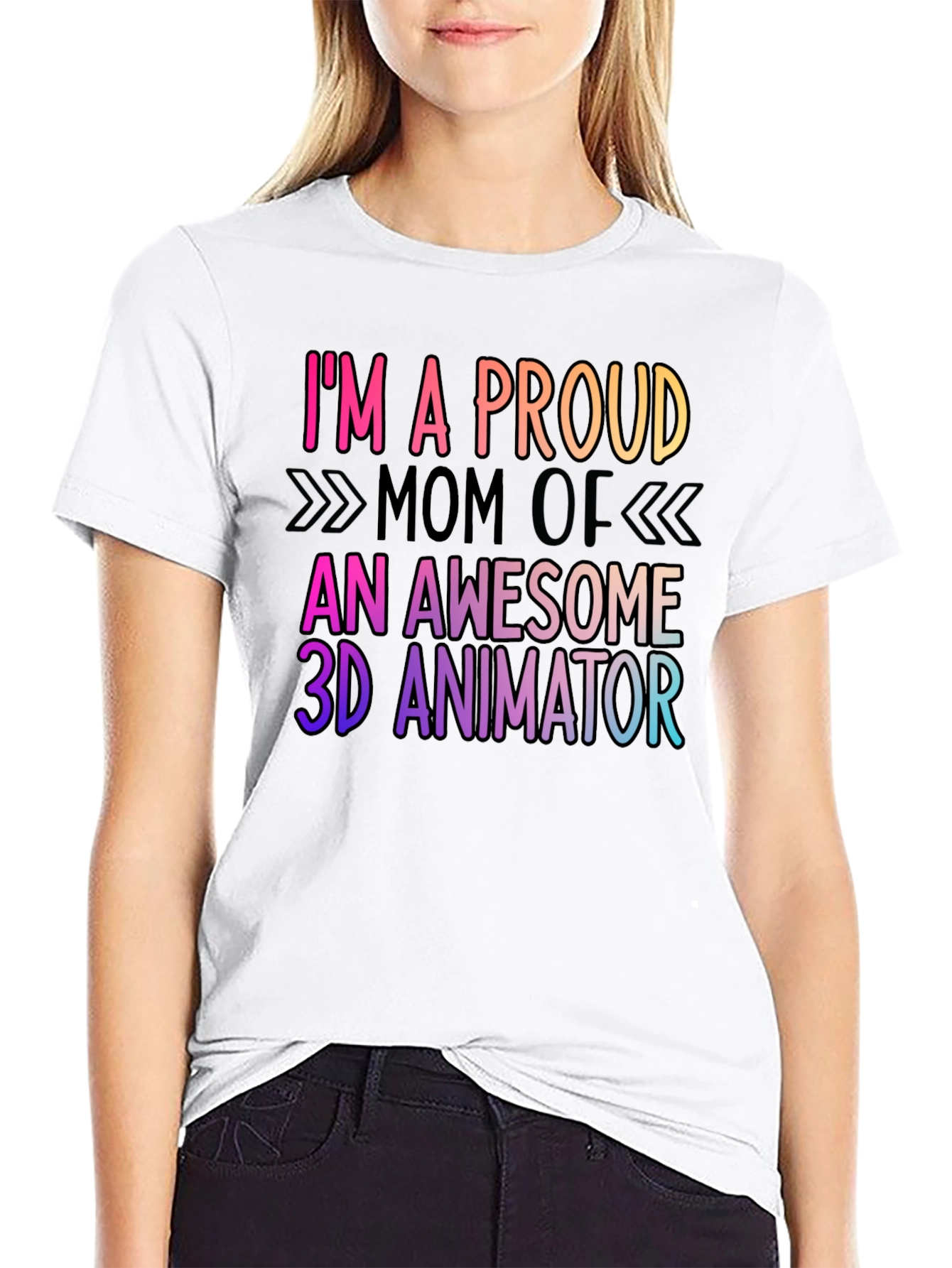 Black Proud Mom of 3D Animator Graphic Tee view 9