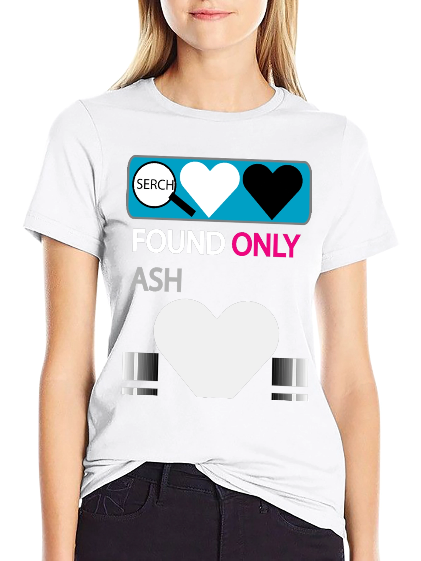 Black Found Only Ash T-Shirt - Heart Search Design view 9