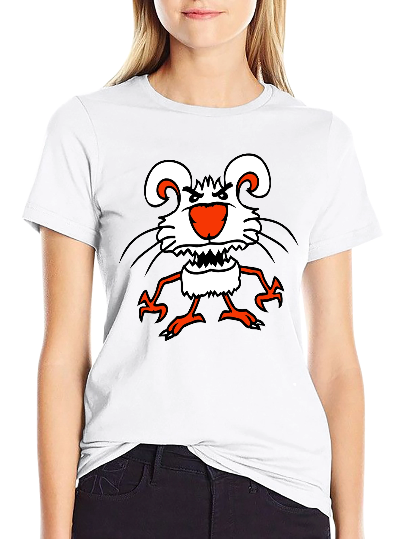 Black Funny Cartoon Mouse Graphic Black T-Shirt view 9
