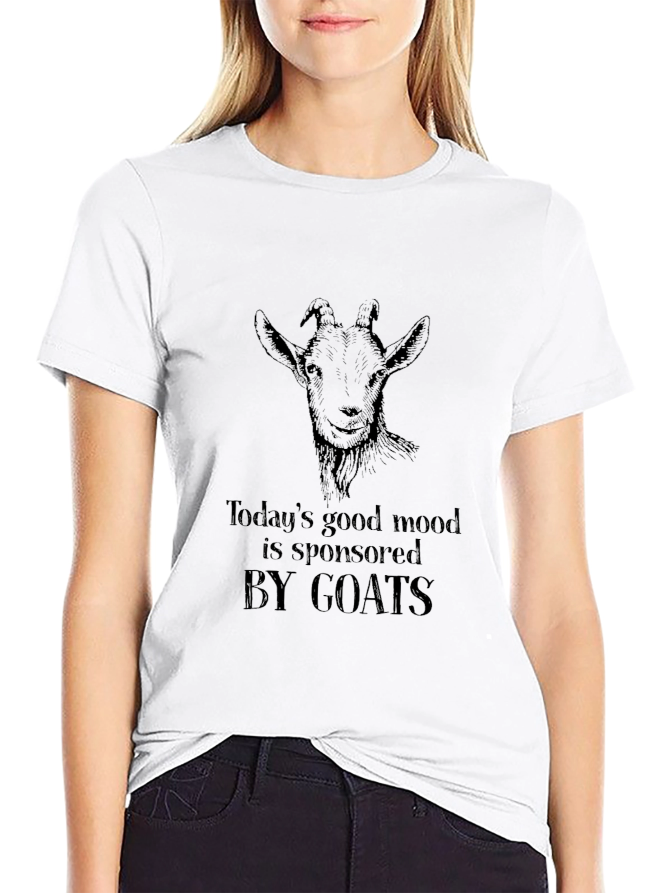 Black Funny Goat Graphic Tee - Today's Good Mood view 9