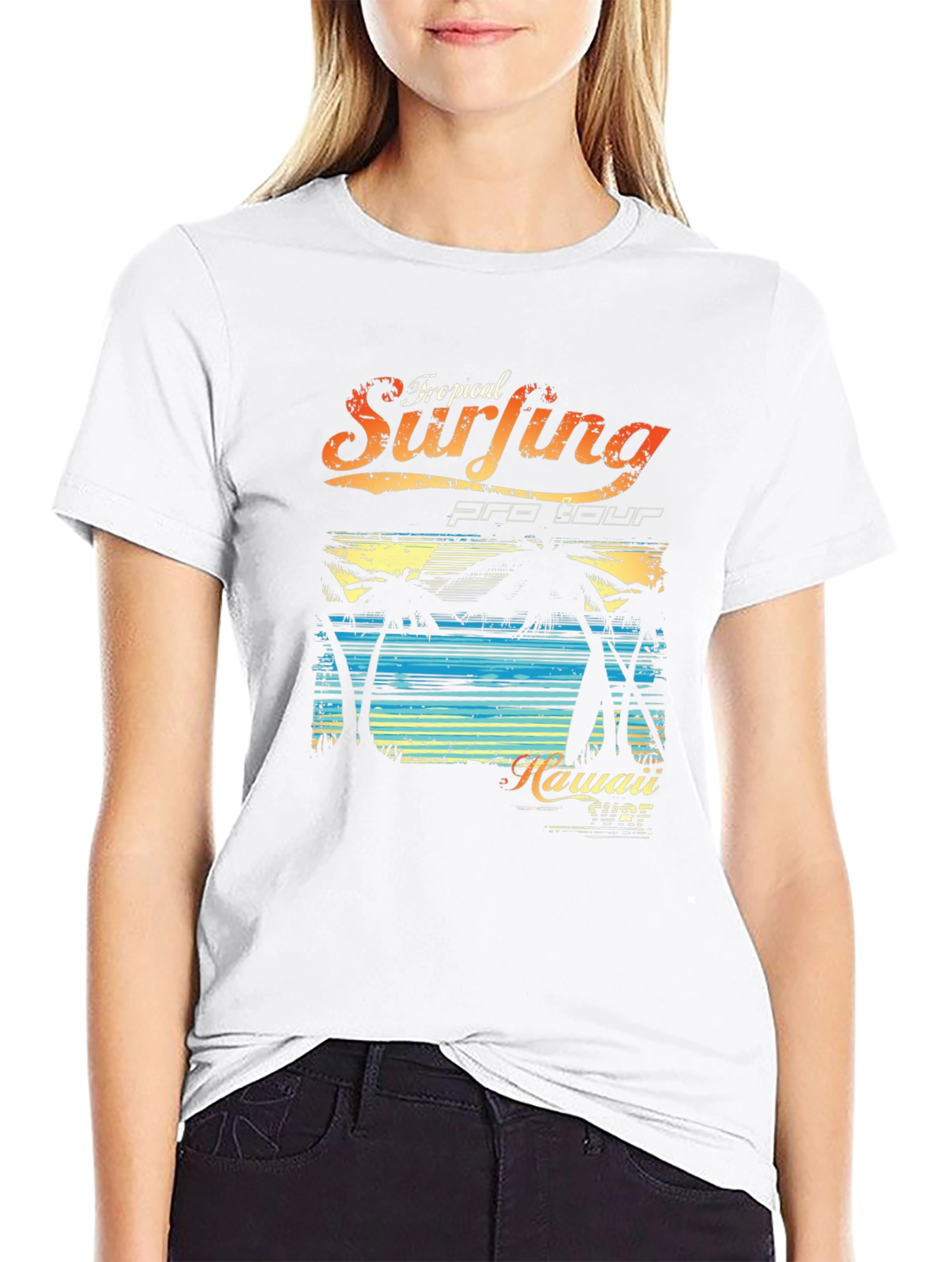 Black Tropical Surfing Pro Tour Hawaii T-Shirt view 9