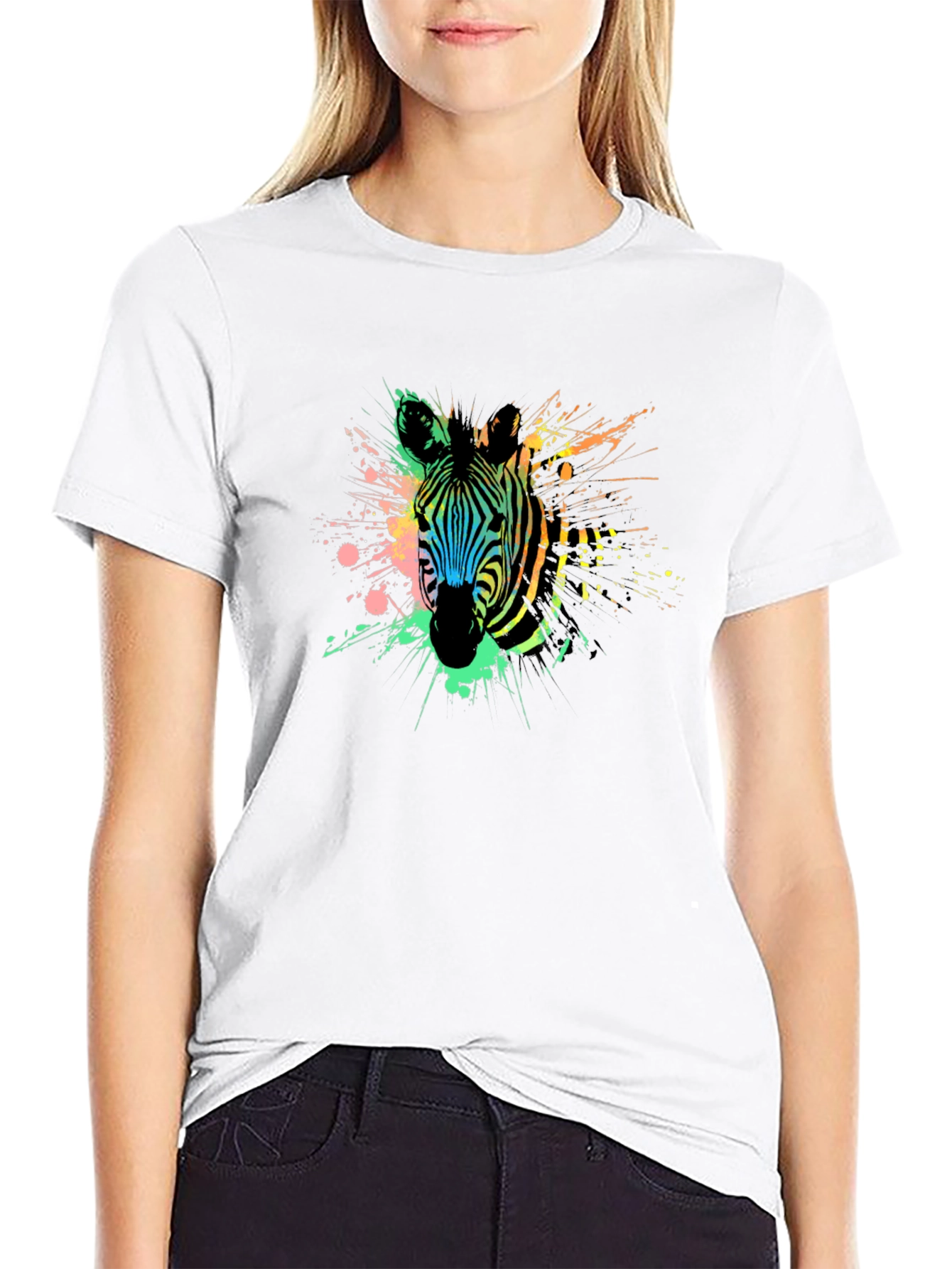 Black Zebra Splash Graphic Tee - Men's Black T-Shirt view 9