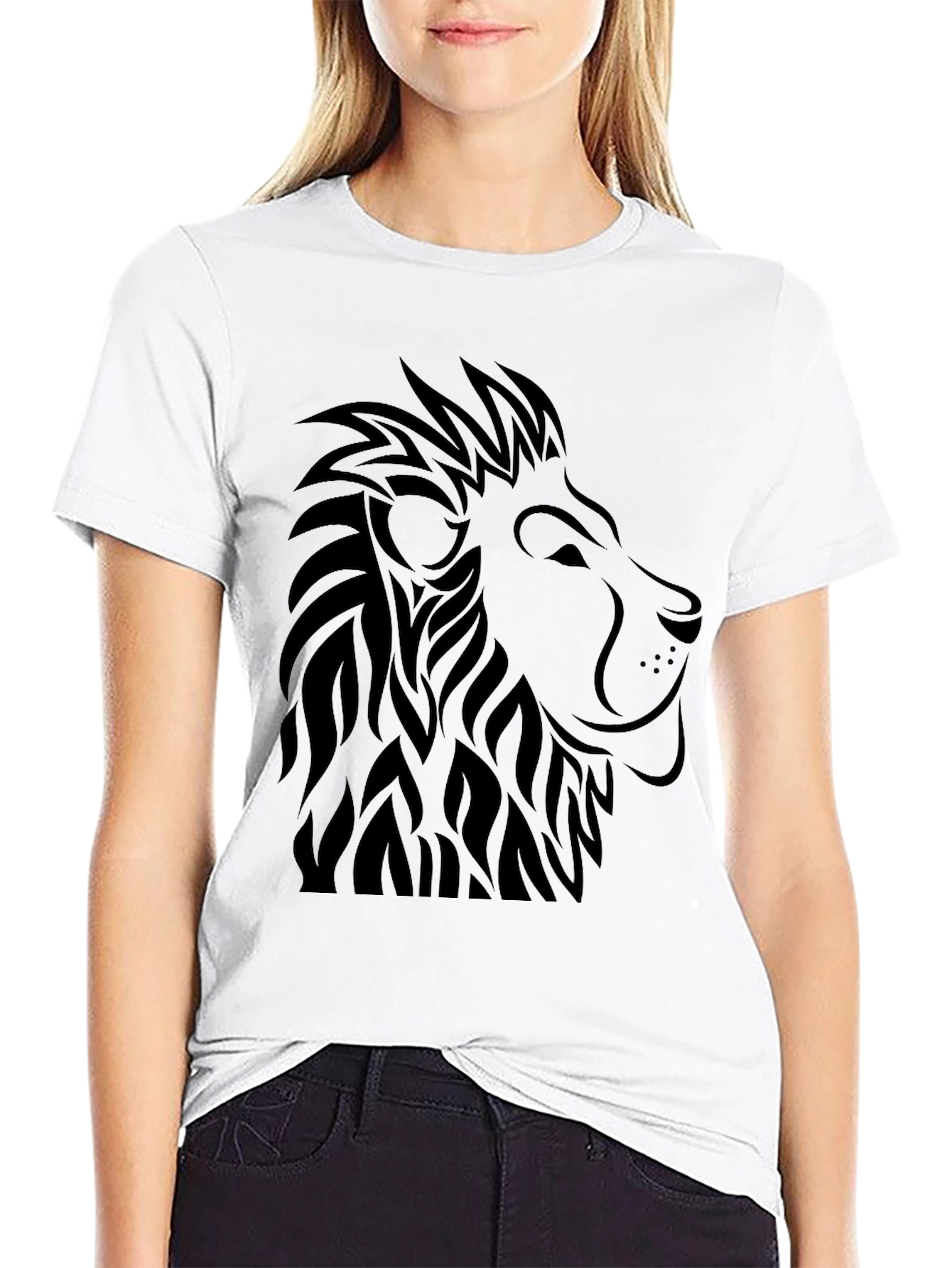 Black Black Lion Graphic Tee - Men's Stylish Crew Neck T-Shirt view 9