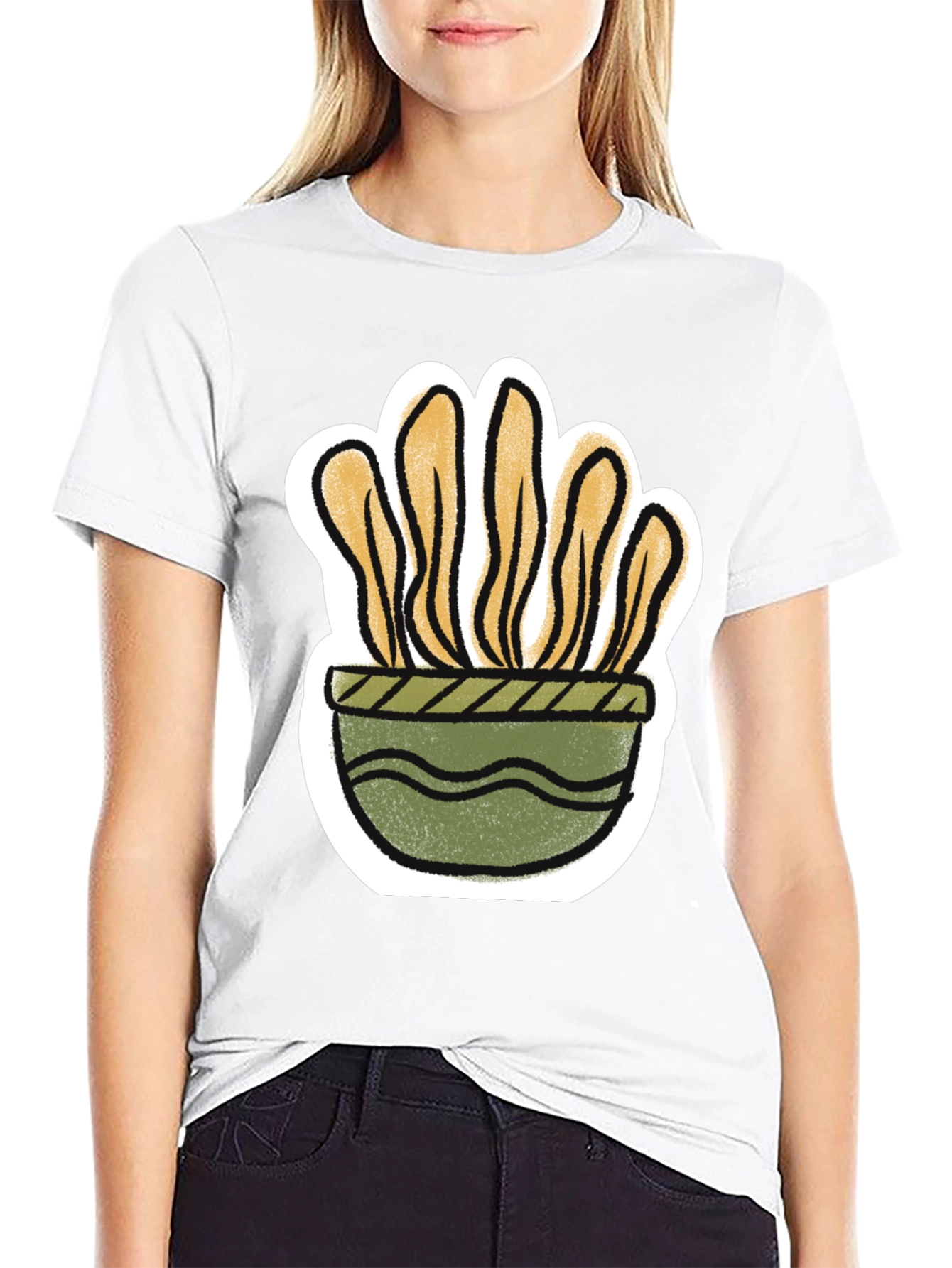 Black Plant Pot Graphic Tee - Trendy Stylish view 9