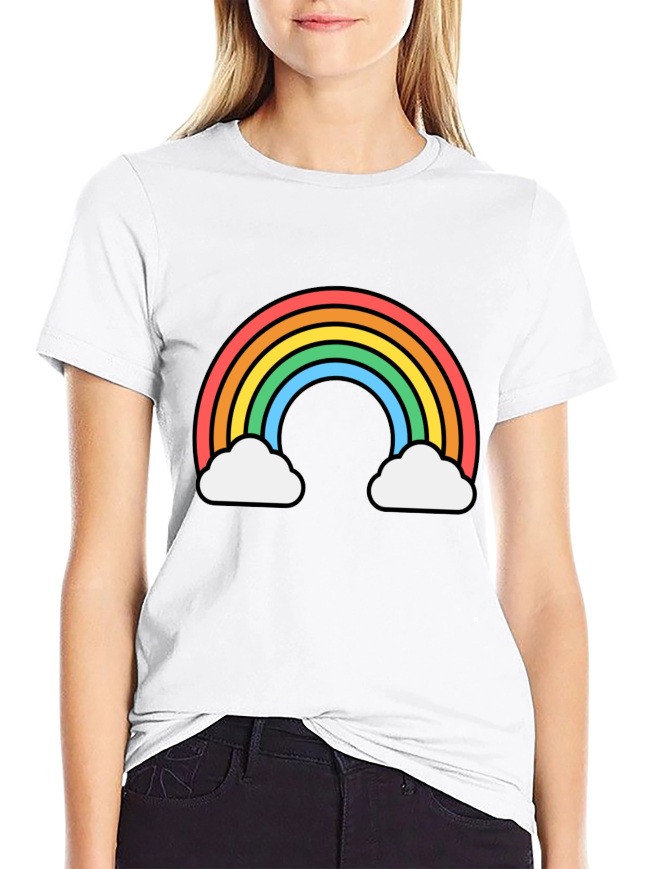 Black Rainbow Cloud Graphic Tee - Black Unisex T-Shirt view 9