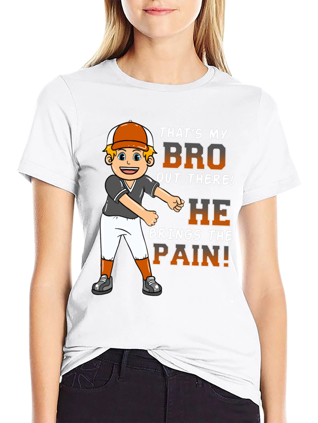 Black Baseball Bro T-Shirt - That's My Bro Out There! view 9