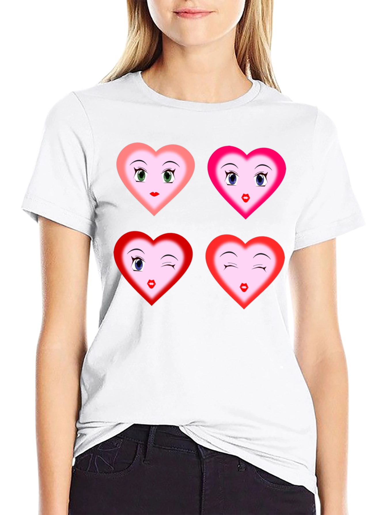 Black Heart Faces Graphic Tee - Fun, Unique Design view 9