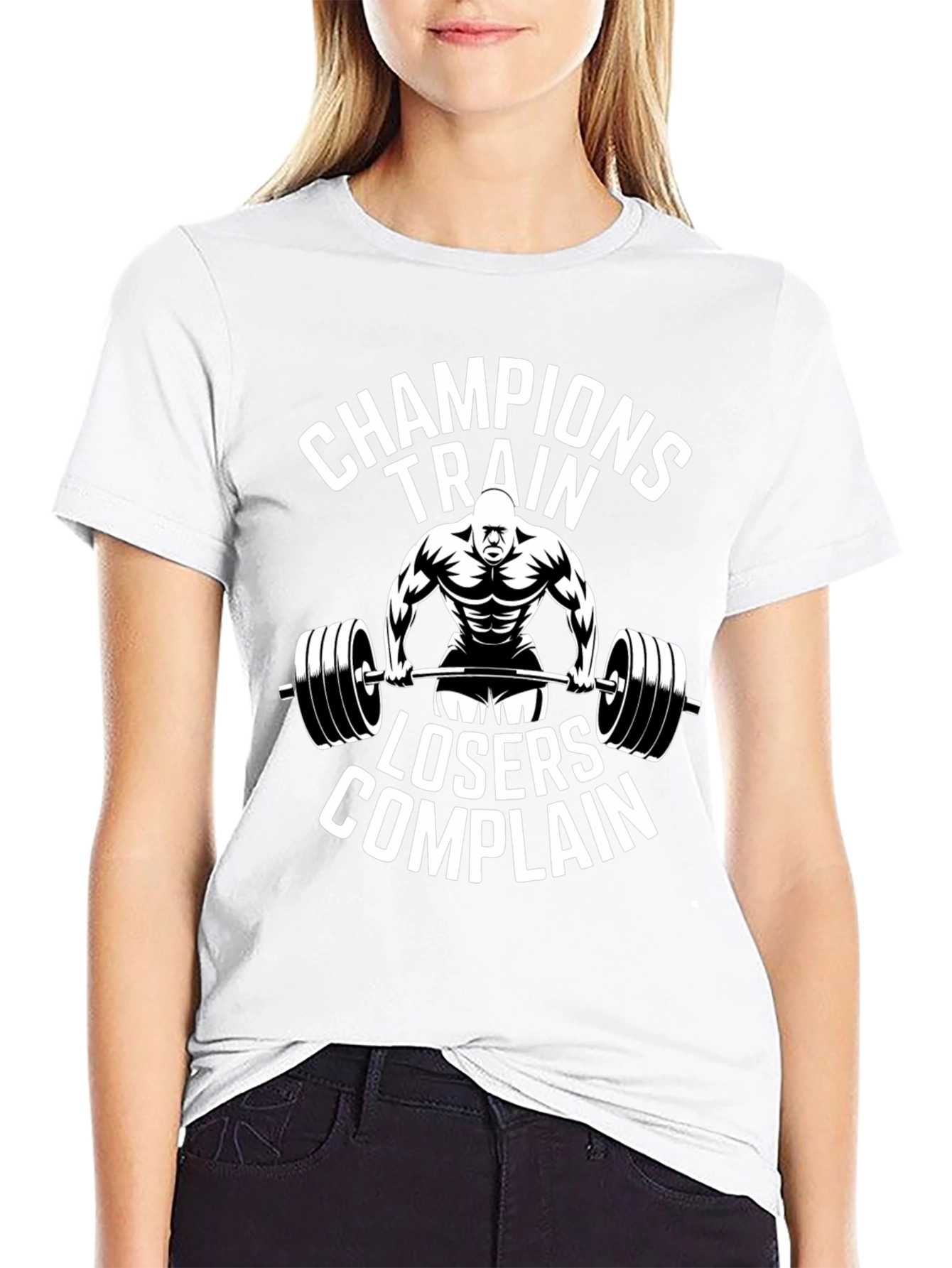 Black Champions Train T-Shirt - Motivational Workout Tee view 9