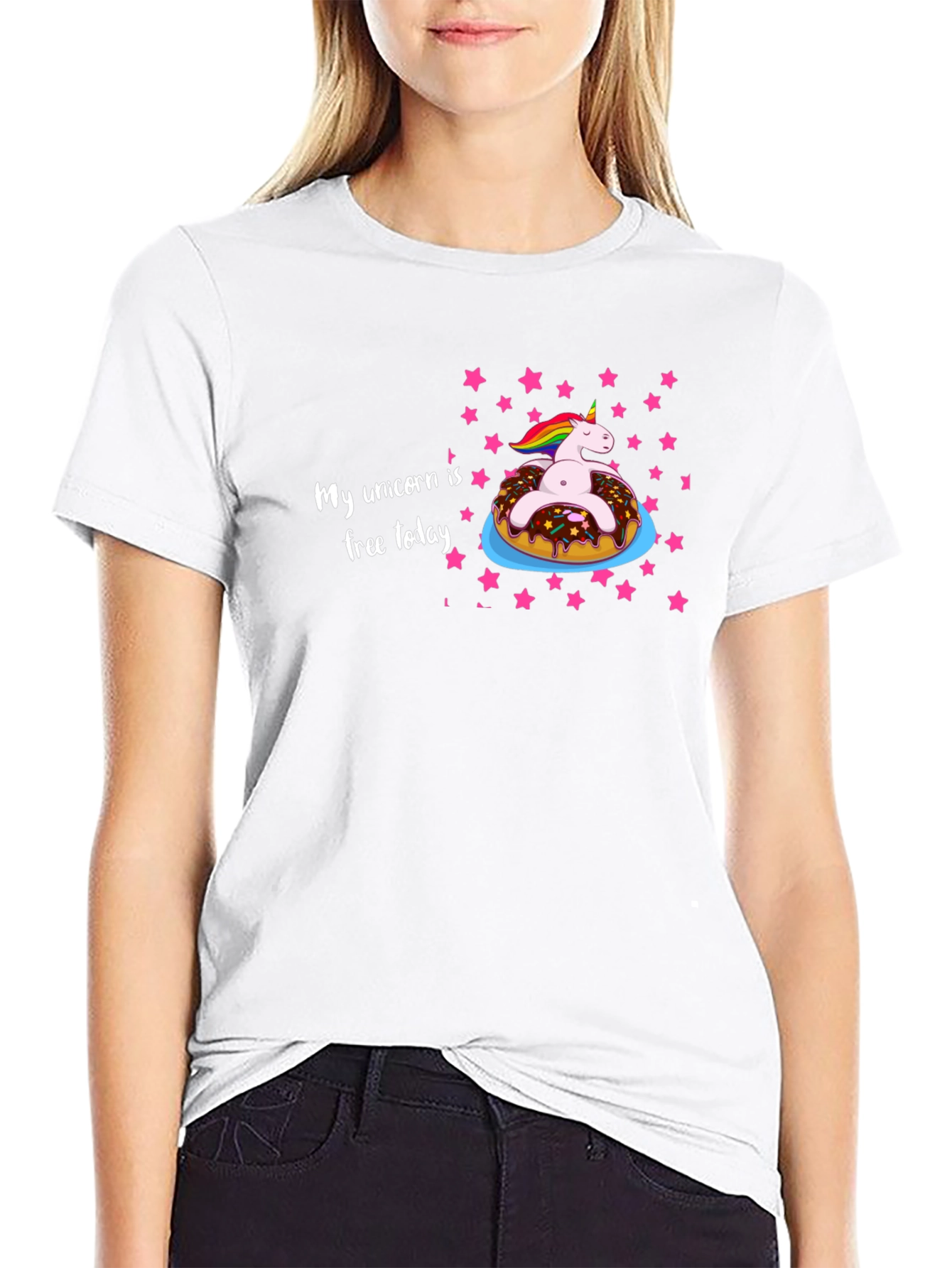Black Unicorn Donut T-Shirt - My Unicorn is Free Today view 9