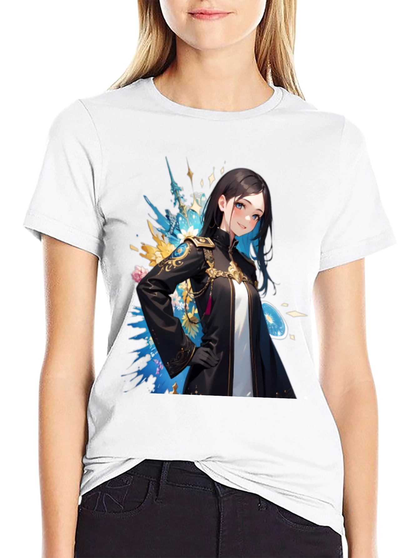 Black Anime Girl Graphic Black T-Shirt view 9