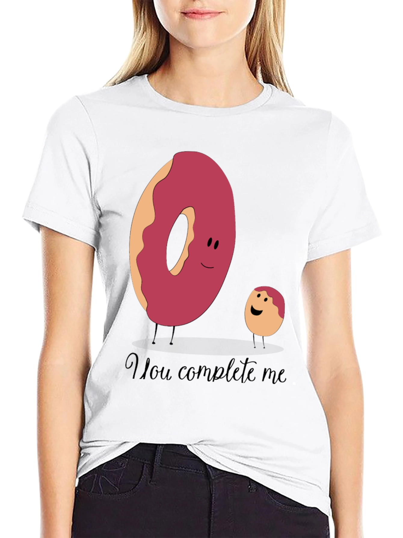 Black You Complete Me Donut Tee - Funny Foodie T-Shirt view 9