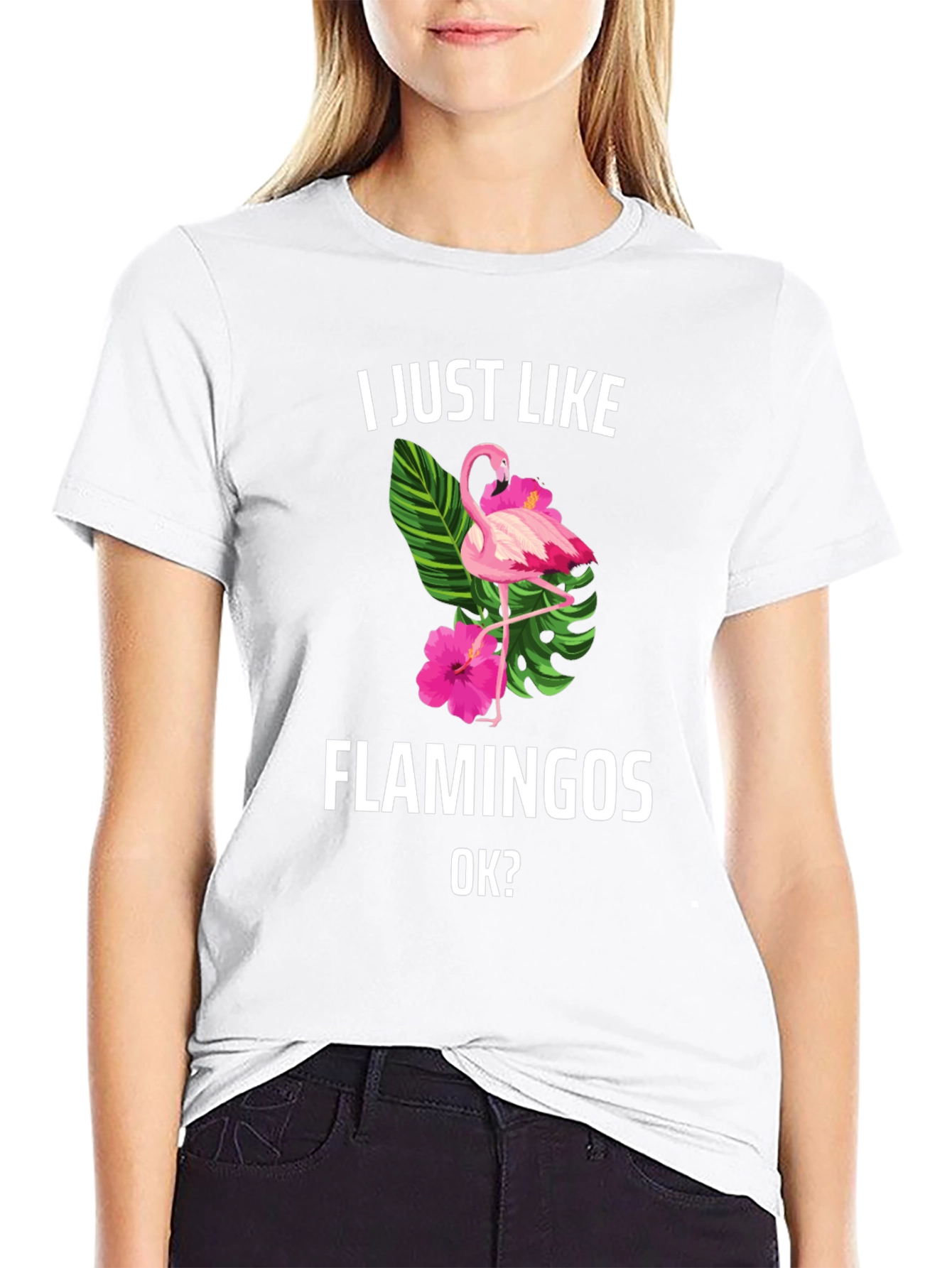 Black I Just Like Flamingos T-Shirt view 9