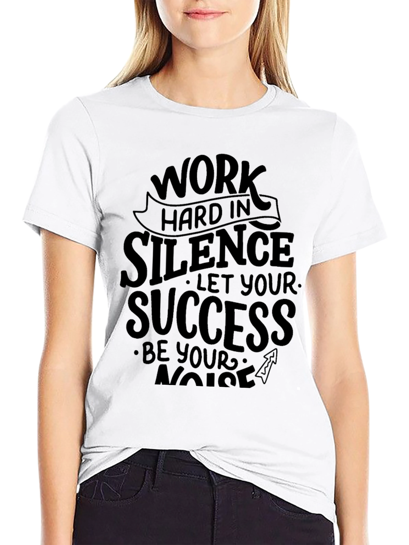 Black Work Hard in Silence T-Shirt - Motivational Quote Tee view 9