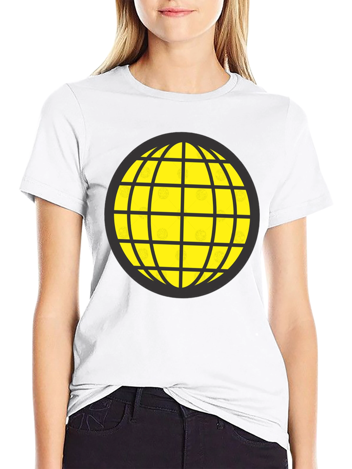 Black Graphic Globe Tee - Black Cotton Blend view 9