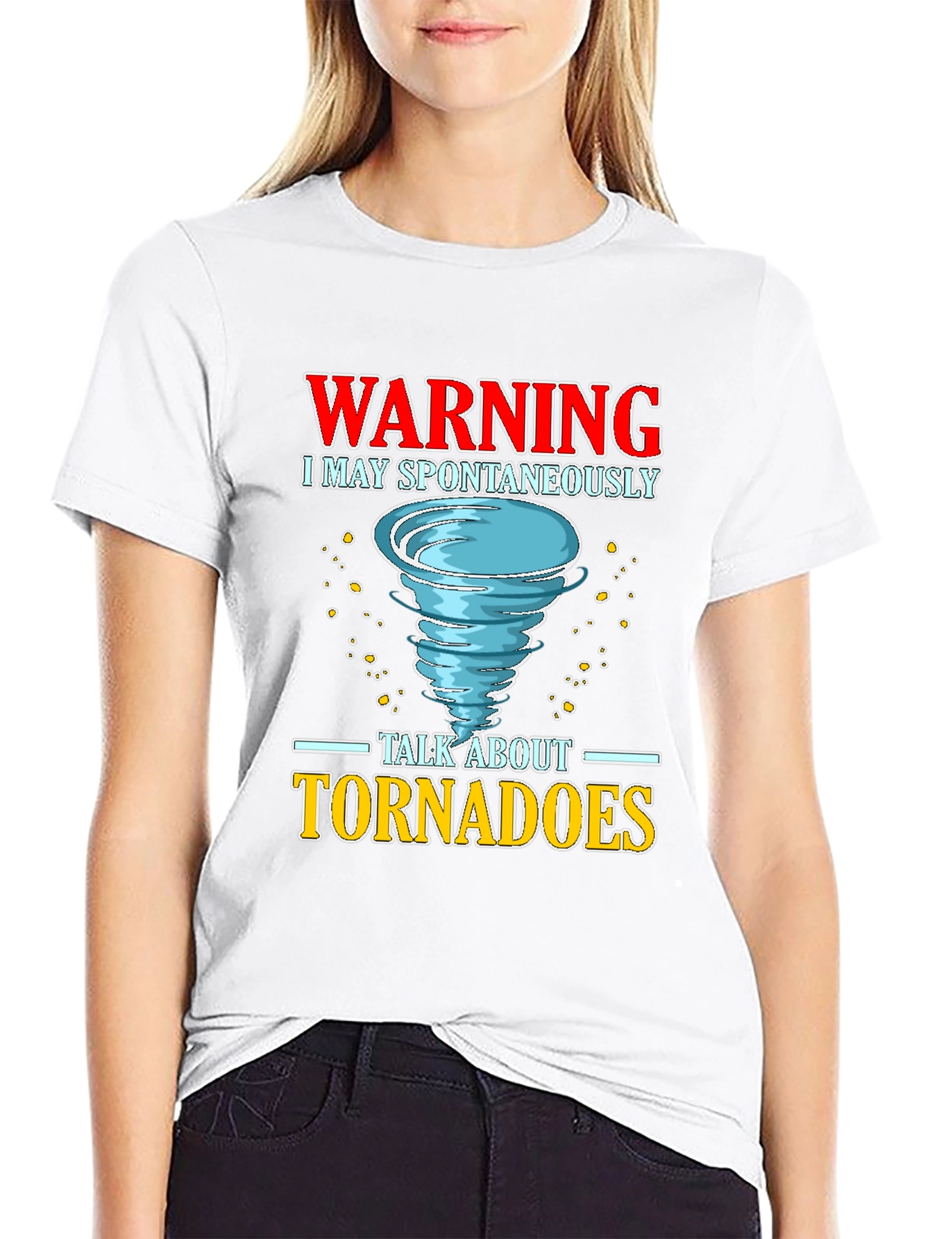 Black Warning Tornado Funny Graphic T-Shirt view 9