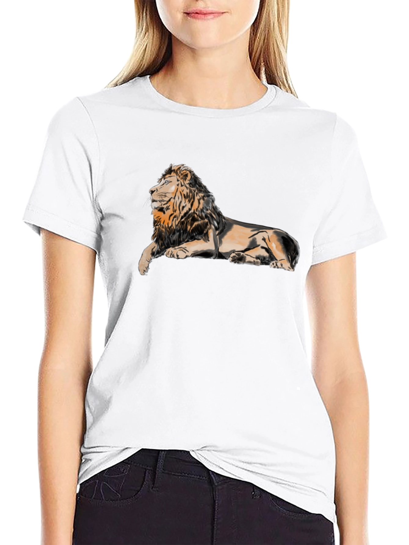 Black Lion Graphic Print T-Shirt - Black view 9