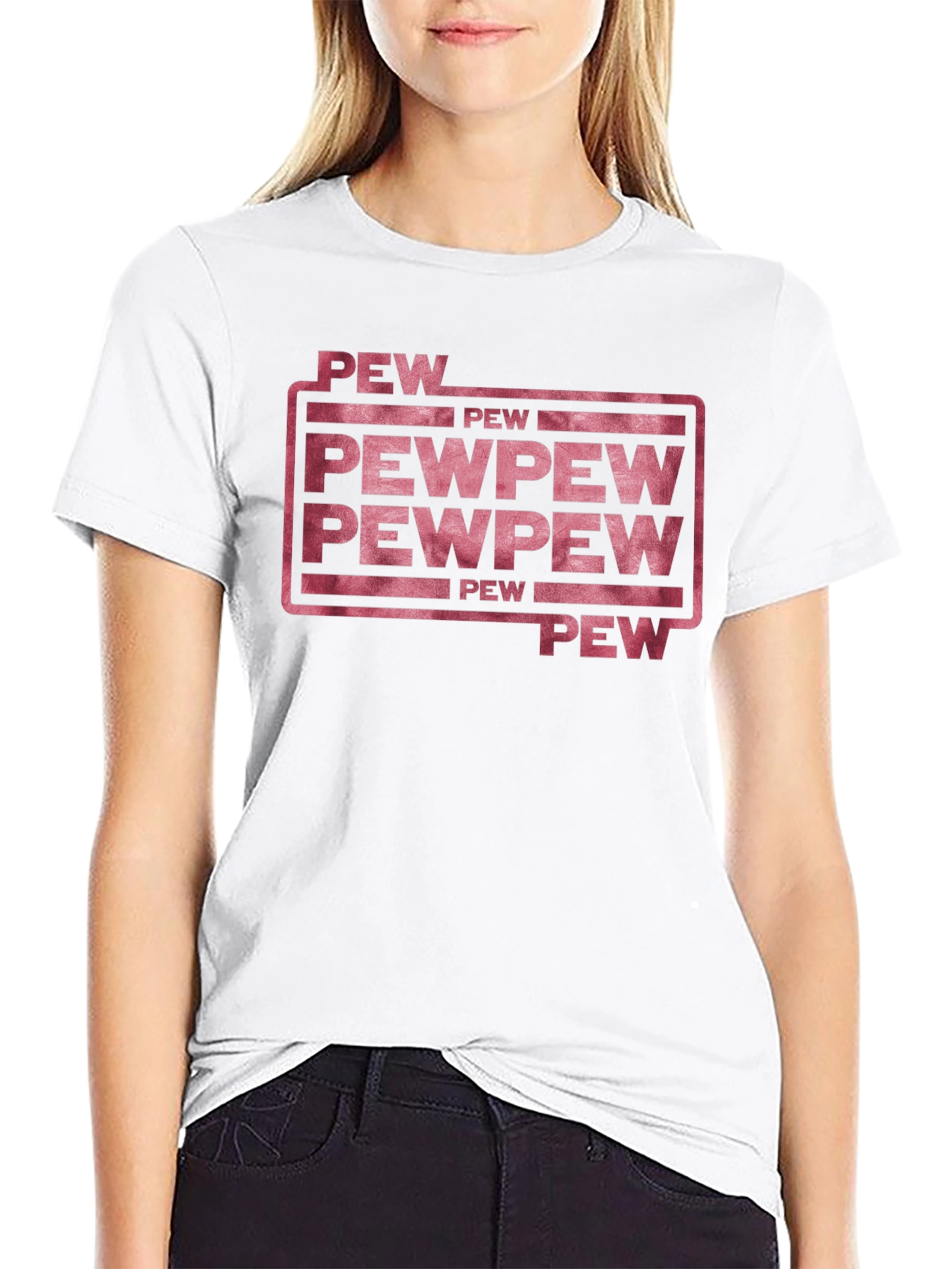 Black Pew Pew Funny Graphic T-Shirt view 9